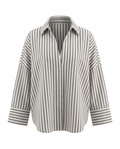 Adventurous Striped Loose Blouse Boho Brown