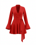 Vibrant Printed Ruffle Wrap Dress Boho Brown