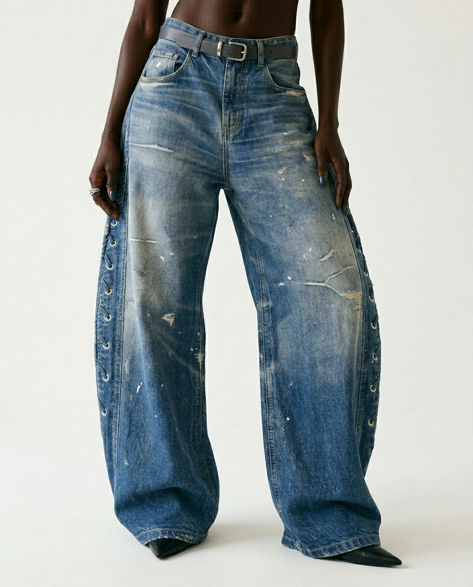 Unstoppable Printed Wide-Leg Jeans Boho Brown