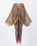 Wanderlust Graffiti Print Tassel Kaftan Boho Brown