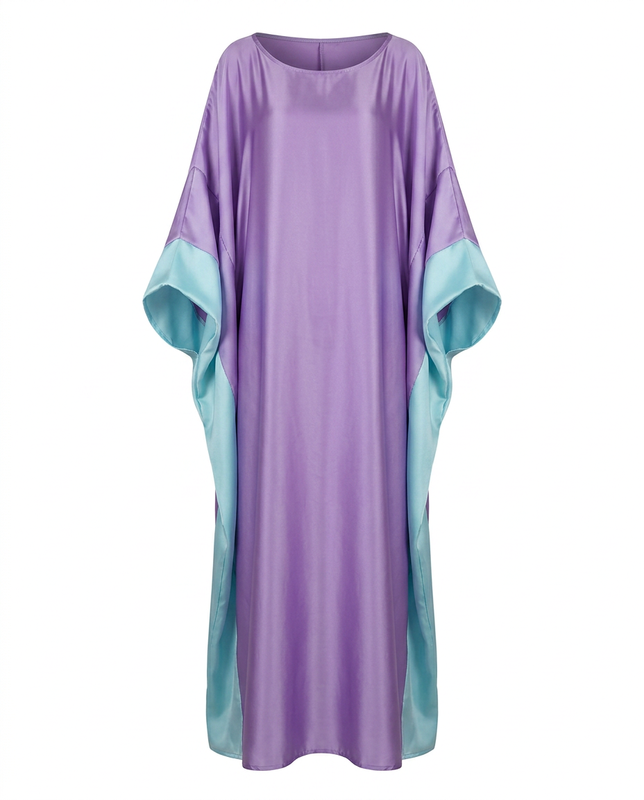 Liberated Loose Color Block Kaftan Boho Brown