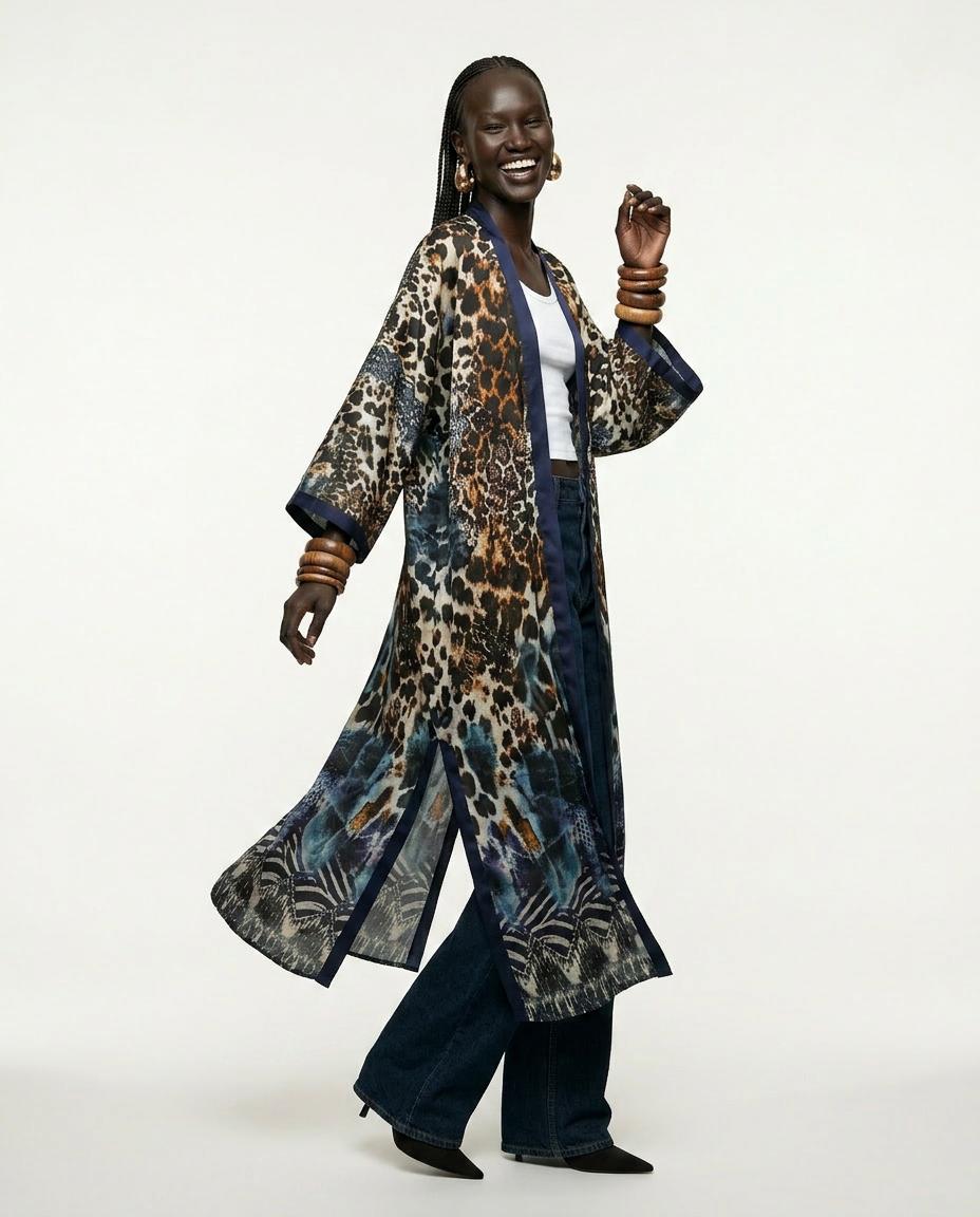 Fierce Leopard Print Boho Kaftan Boho Brown