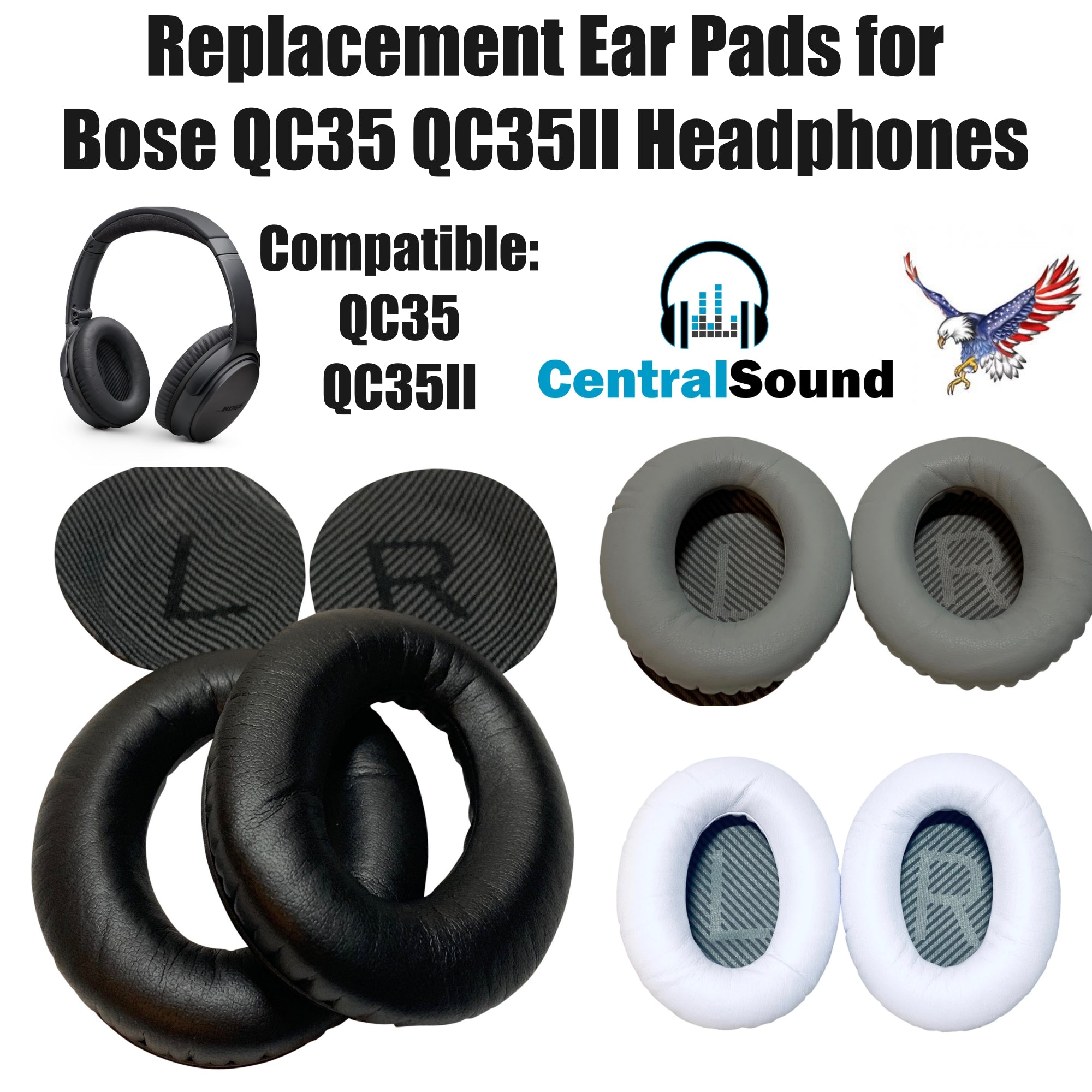 Replacement Ear Pads Cushion for QuietComfort 35 QC35 QC35II Bose Headphones CentralSound