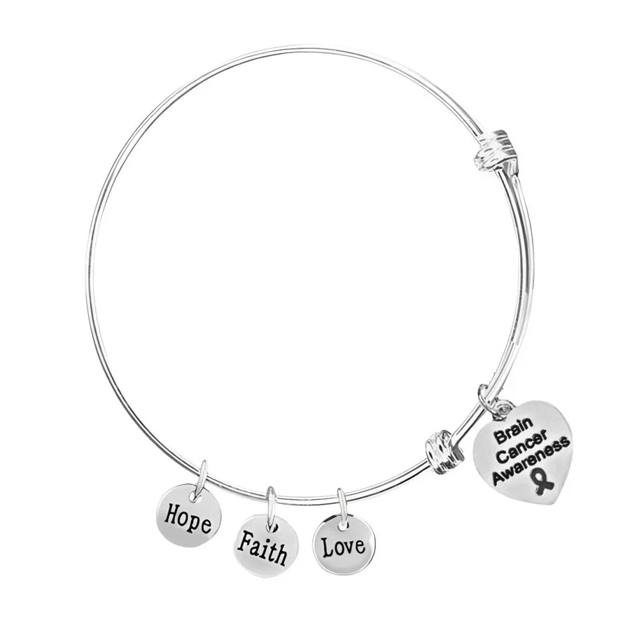 Brain Cancer Awareness Heart Retractable Charm Bracelets The Awareness Company