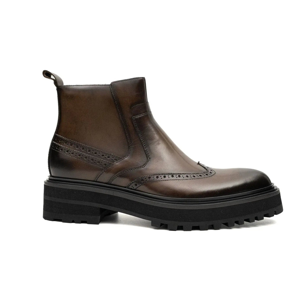Brown Brogue Leather Chelsea Boots Divinch
