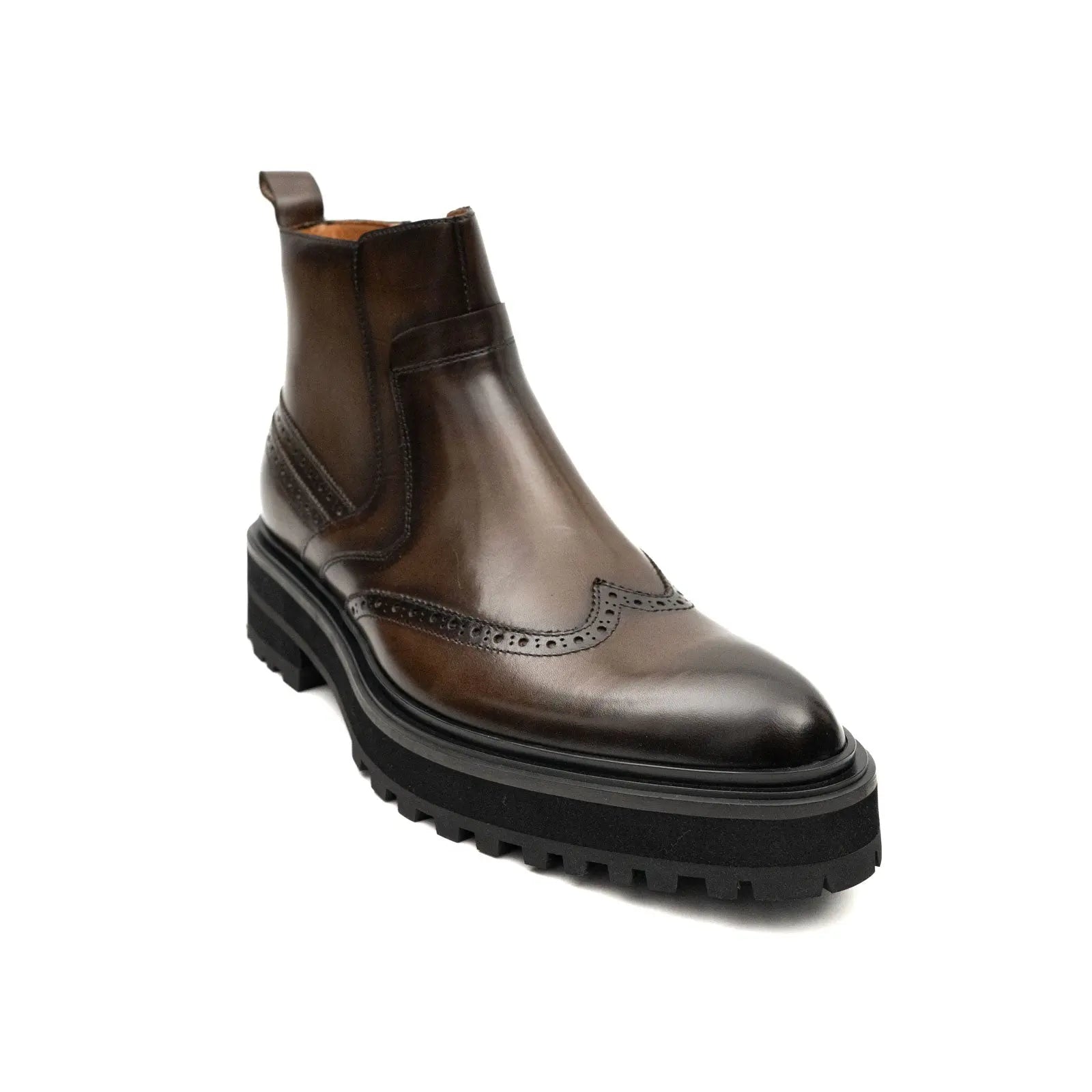 Brown Brogue Leather Chelsea Boots Divinch
