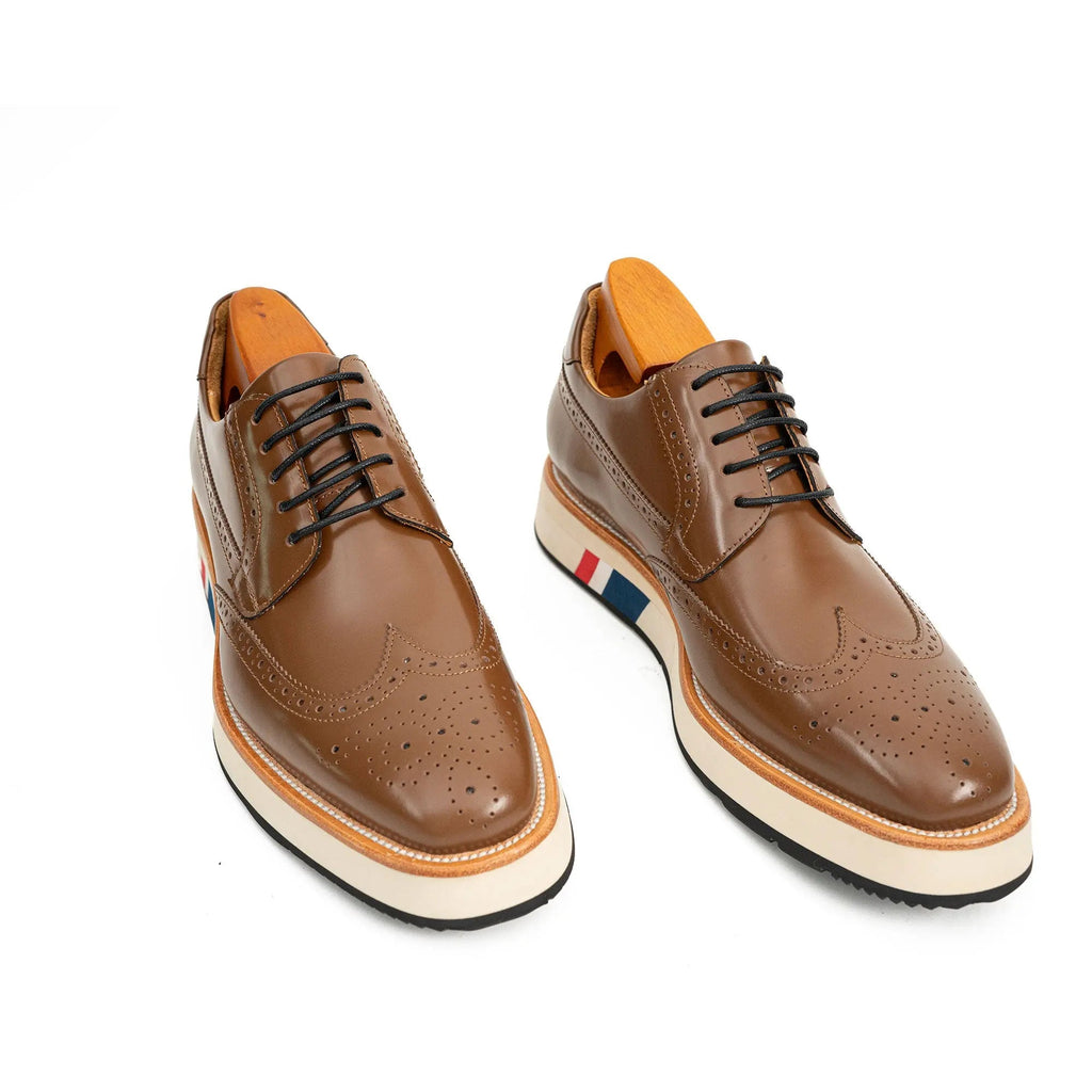 Brown Brogue Shoes with Colorful Sole Divinch