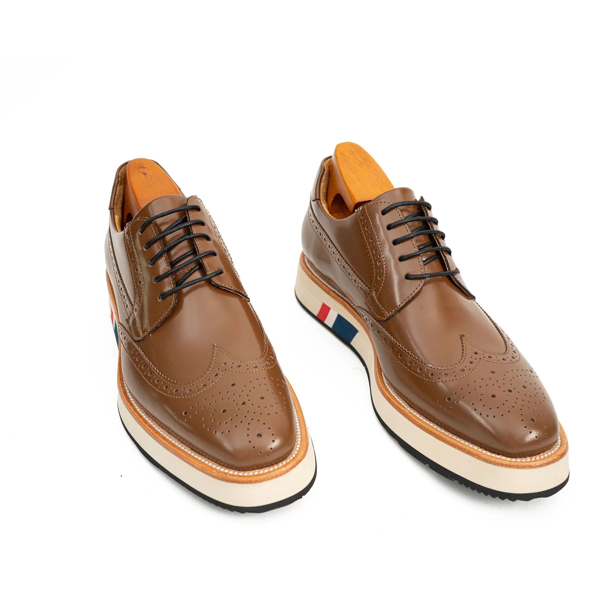Brown Brogue Shoes with Colorful Sole Divinch