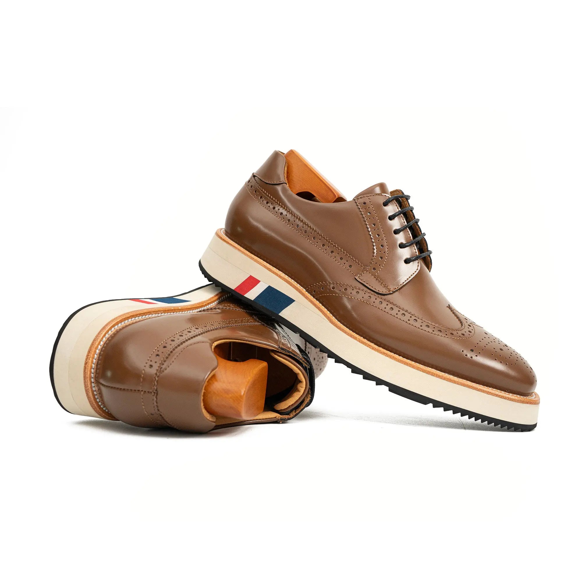 Brown Brogue Shoes with Colorful Sole Divinch
