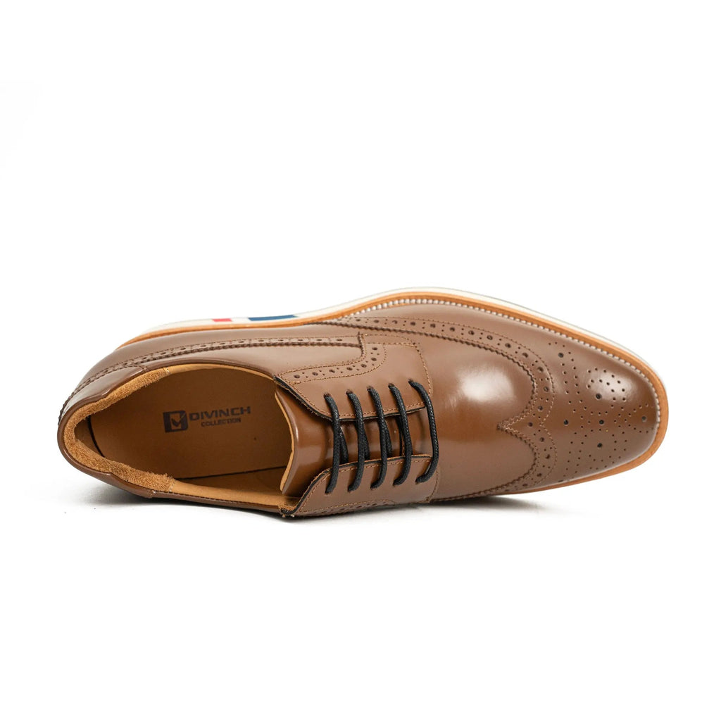 Brown Brogue Shoes with Colorful Sole Divinch