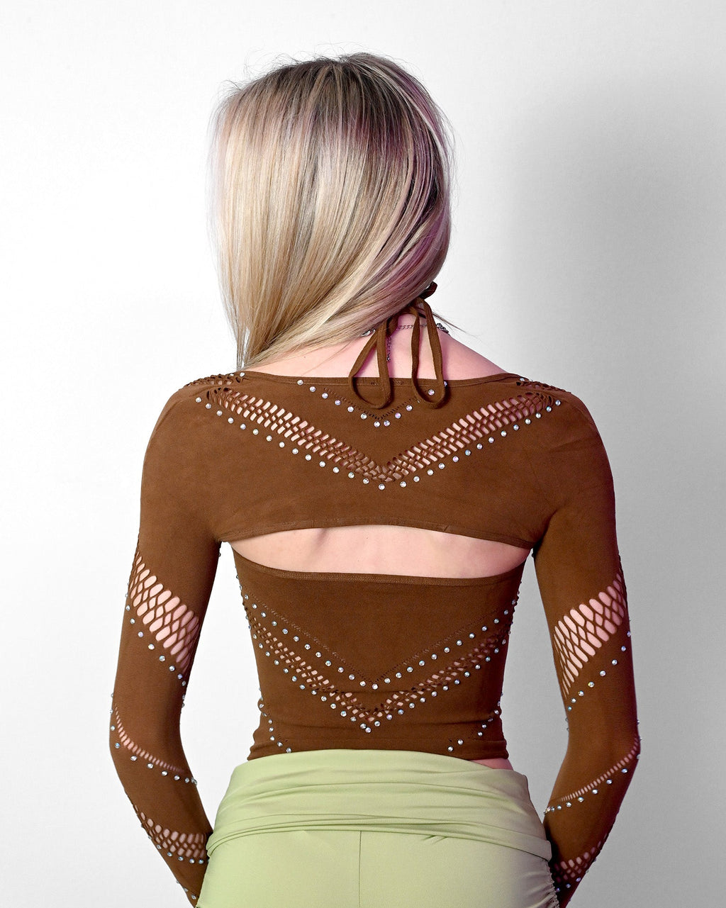 Brown Halter Bolero Set SUSPEX Rave Outfits