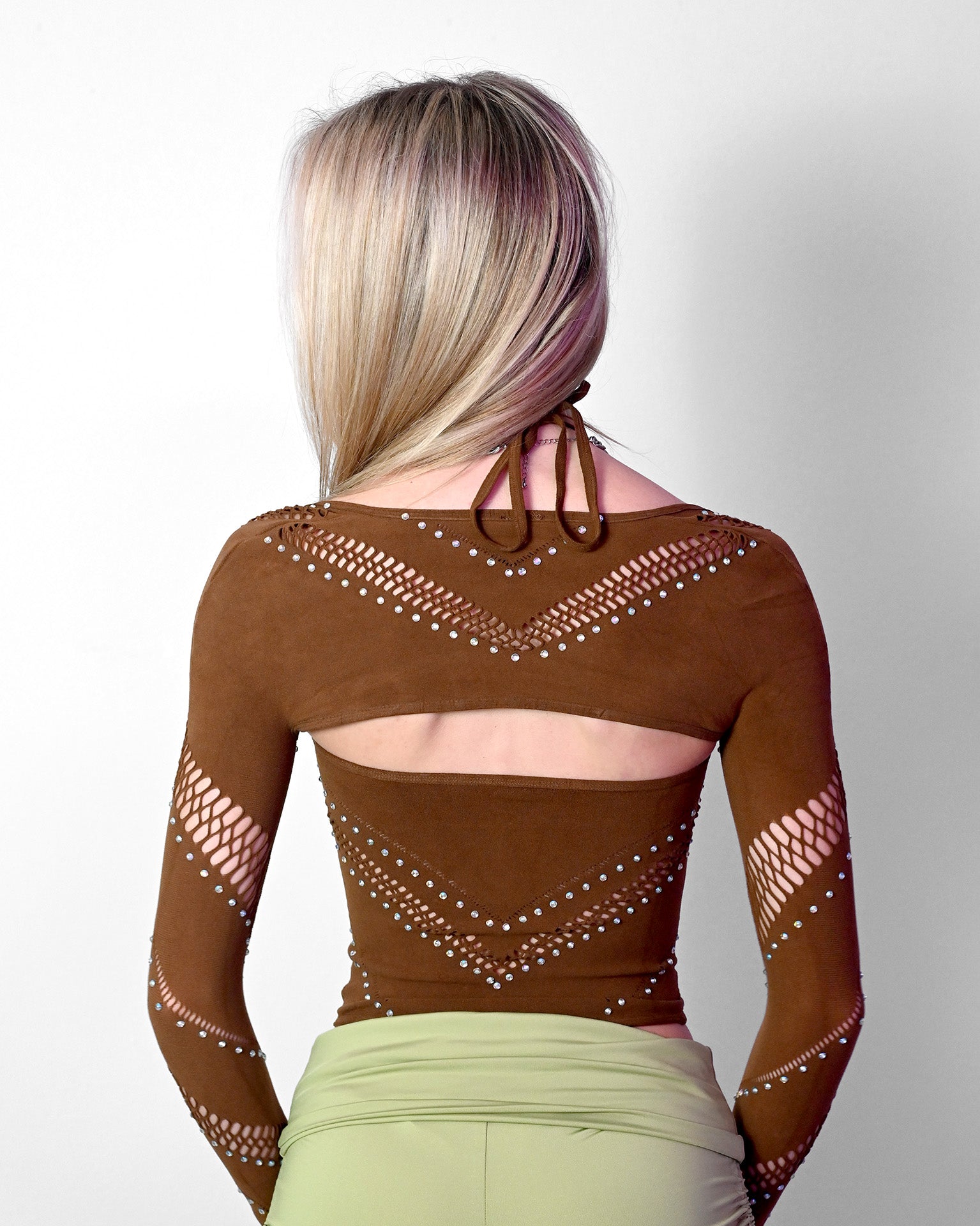 Brown Halter Bolero Set SUSPEX Rave Outfits