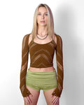 Brown Halter Bolero Set SUSPEX Rave Outfits