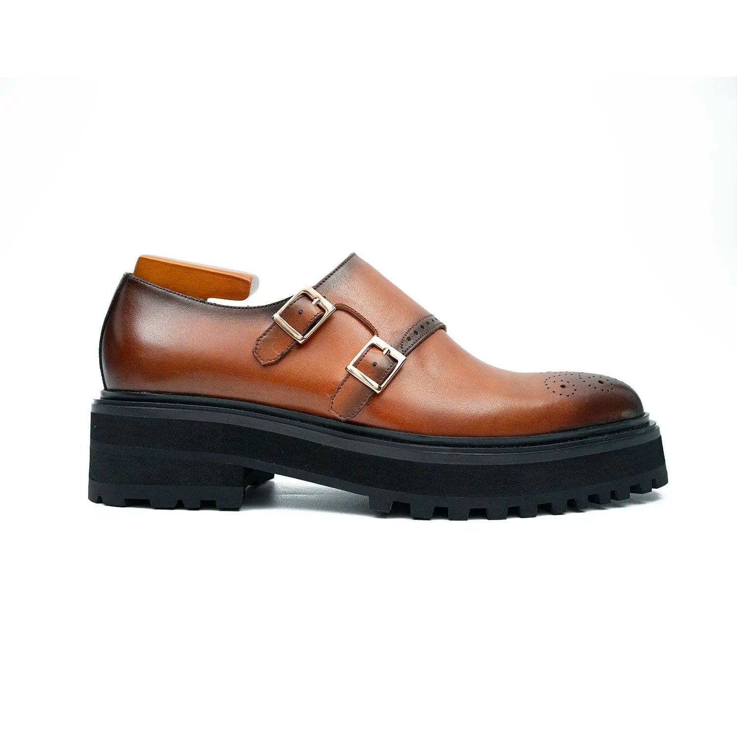 Brown Dual-Buckle Chunky Sole Brogues Divinch