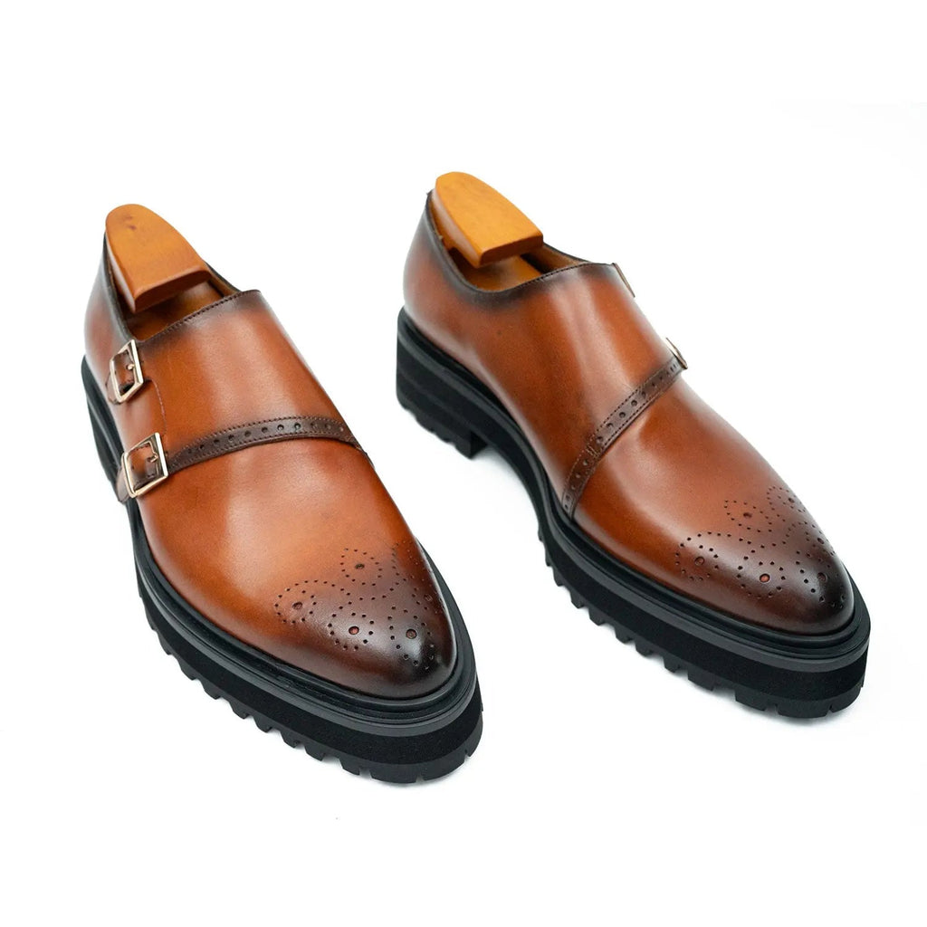 Brown Dual-Buckle Chunky Sole Brogues Divinch