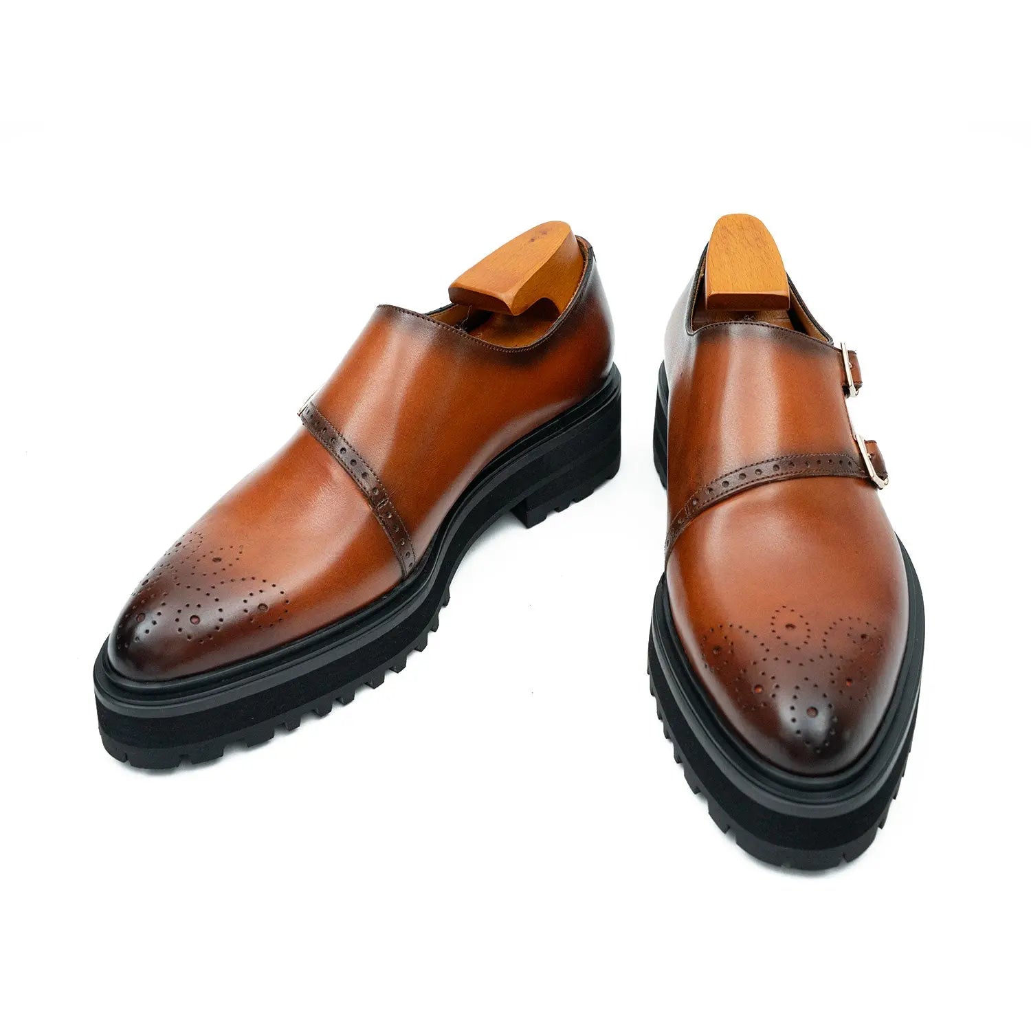 Brown Dual-Buckle Chunky Sole Brogues Divinch