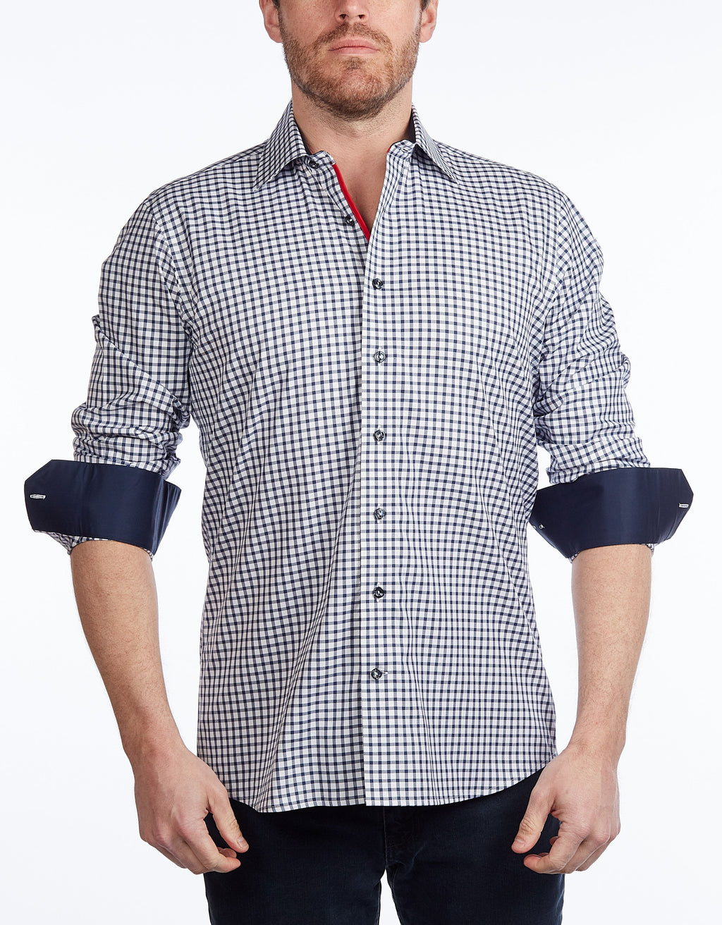 Button-Up Shirt //  - Contemporary Fit - contrast  trimming- final sale LEVINAS® Official
