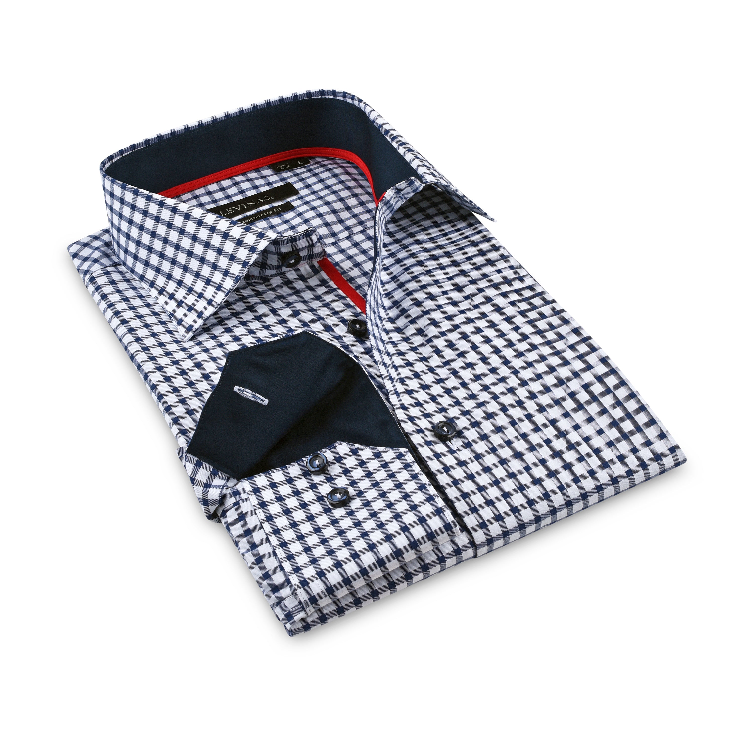 Button-Up Shirt //  - Contemporary Fit - contrast  trimming- final sale LEVINAS® Official