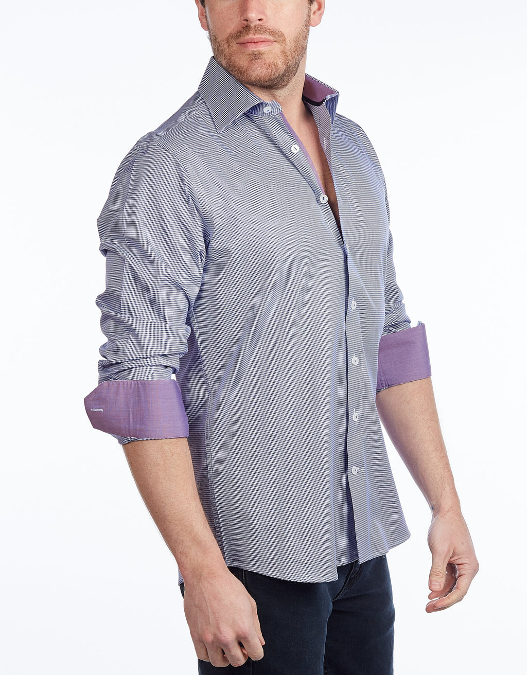 Button-Up Shirt //  - Contemporary Fit - contrast  trimming- final sale LEVINAS® Official