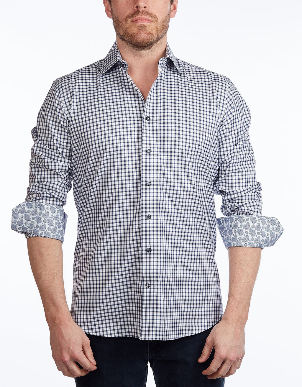 Button-Up Shirt //  - Contemporary Fit - contrast  trimming - final sale LEVINAS® Official