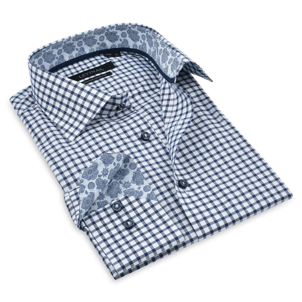 Button-Up Shirt //  - Contemporary Fit - contrast  trimming - final sale LEVINAS® Official