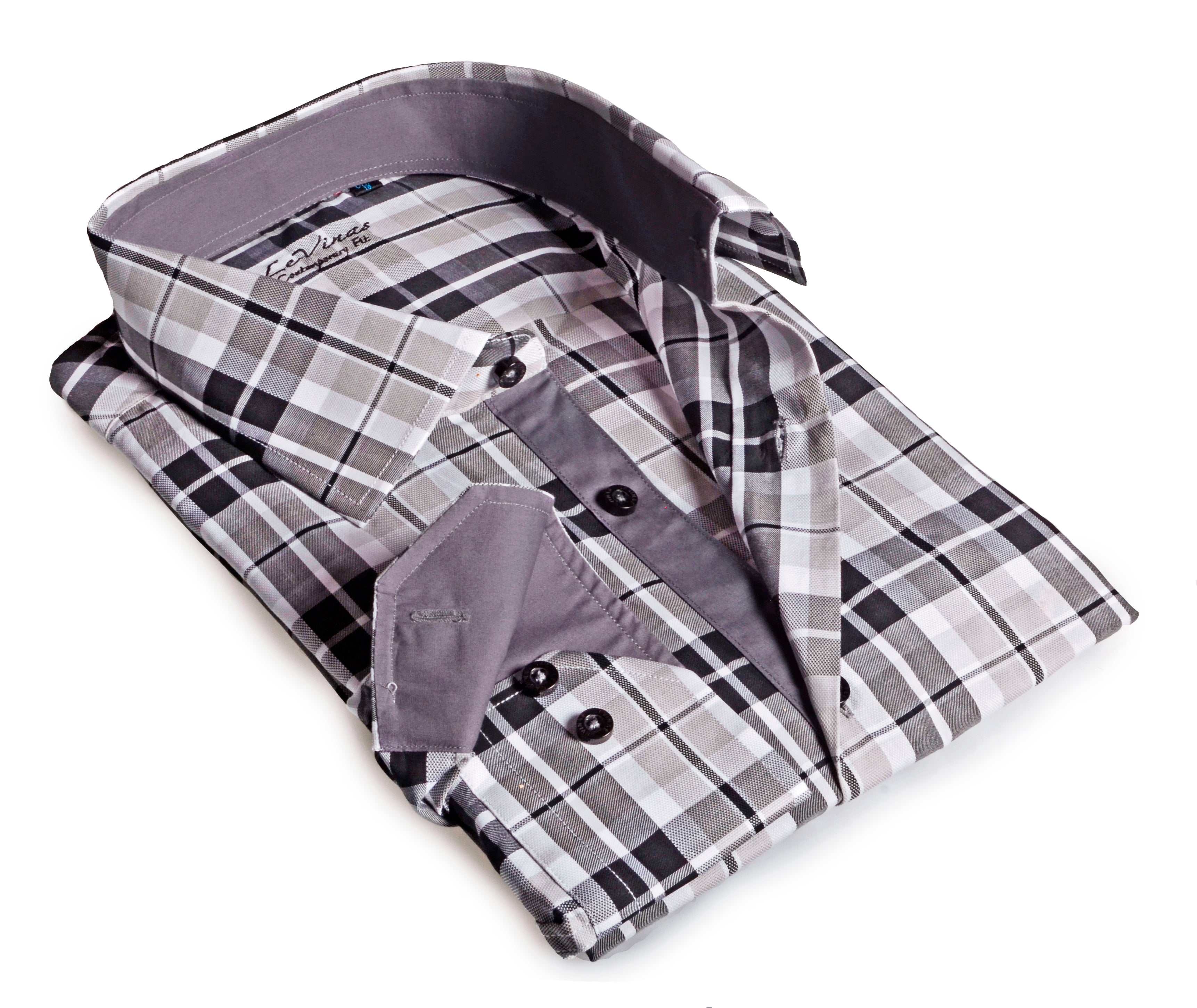 Button-Up Shirt //  - Contemporary Fit - contrast  trimming - final sale LEVINAS® Official