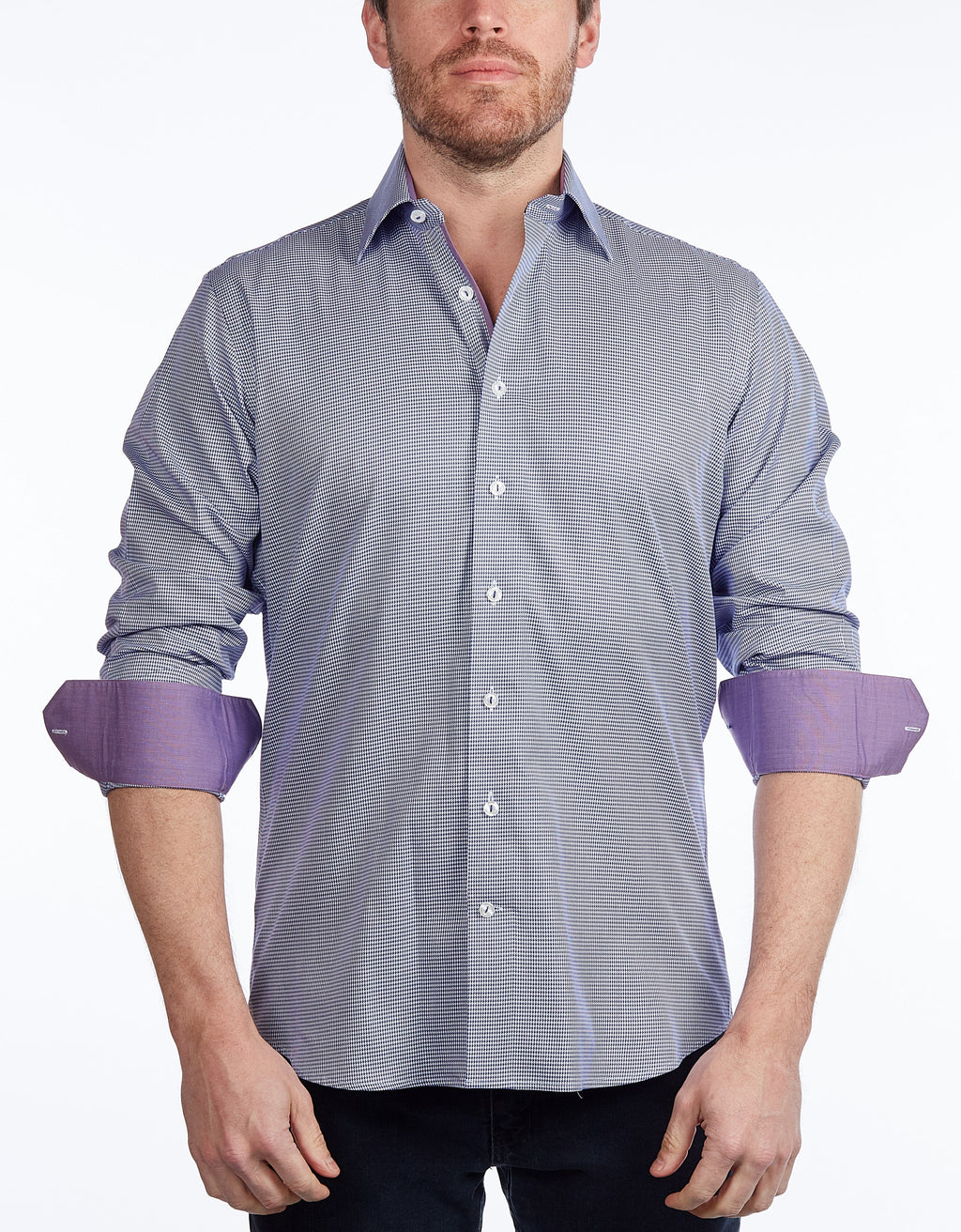 Button-Up Shirt //  - Contemporary Fit - contrast  trimming- final sale LEVINAS® Official