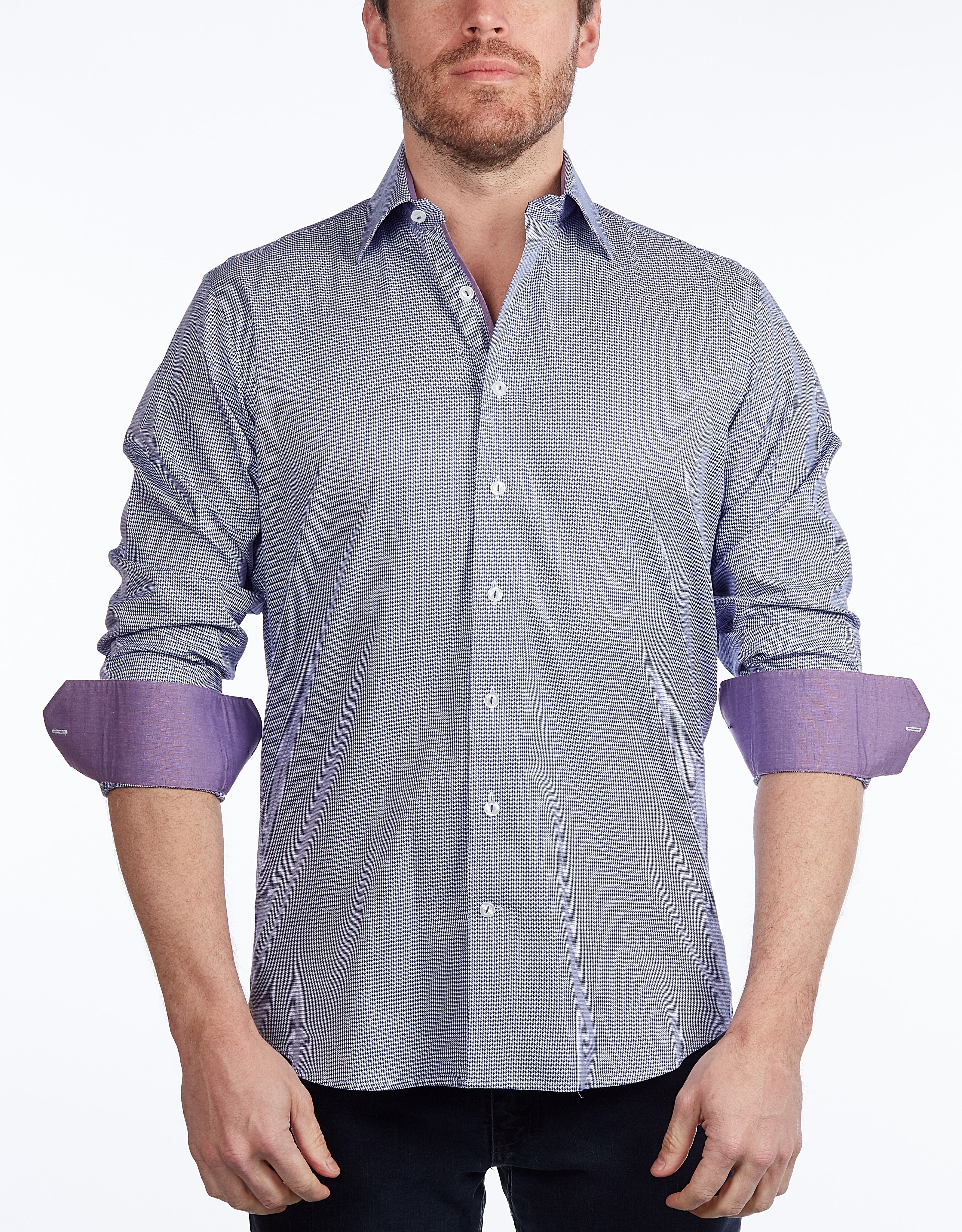 Button-Up Shirt //  - Contemporary Fit - contrast  trimming- final sale LEVINAS® Official