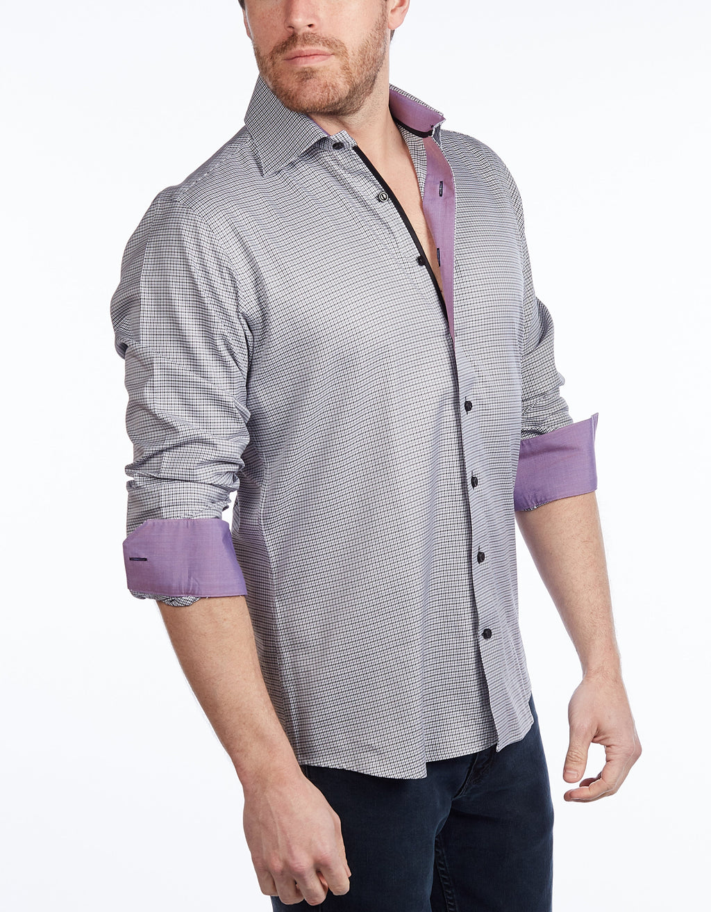 Button-Up Shirt //  - Contemporary Fit - contrast  trimming - final sale LEVINAS® Official