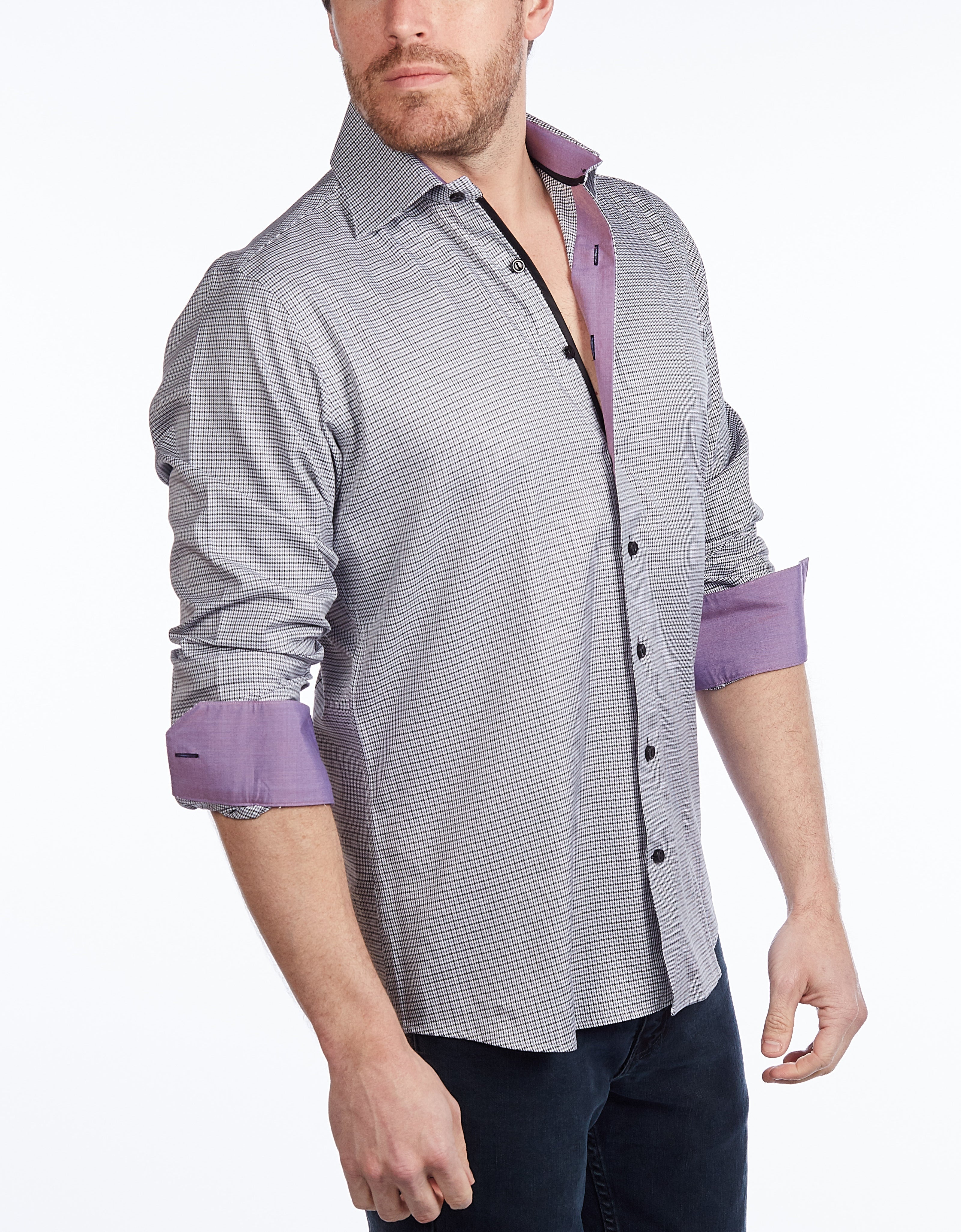 Button-Up Shirt //  - Contemporary Fit - contrast  trimming - final sale LEVINAS® Official