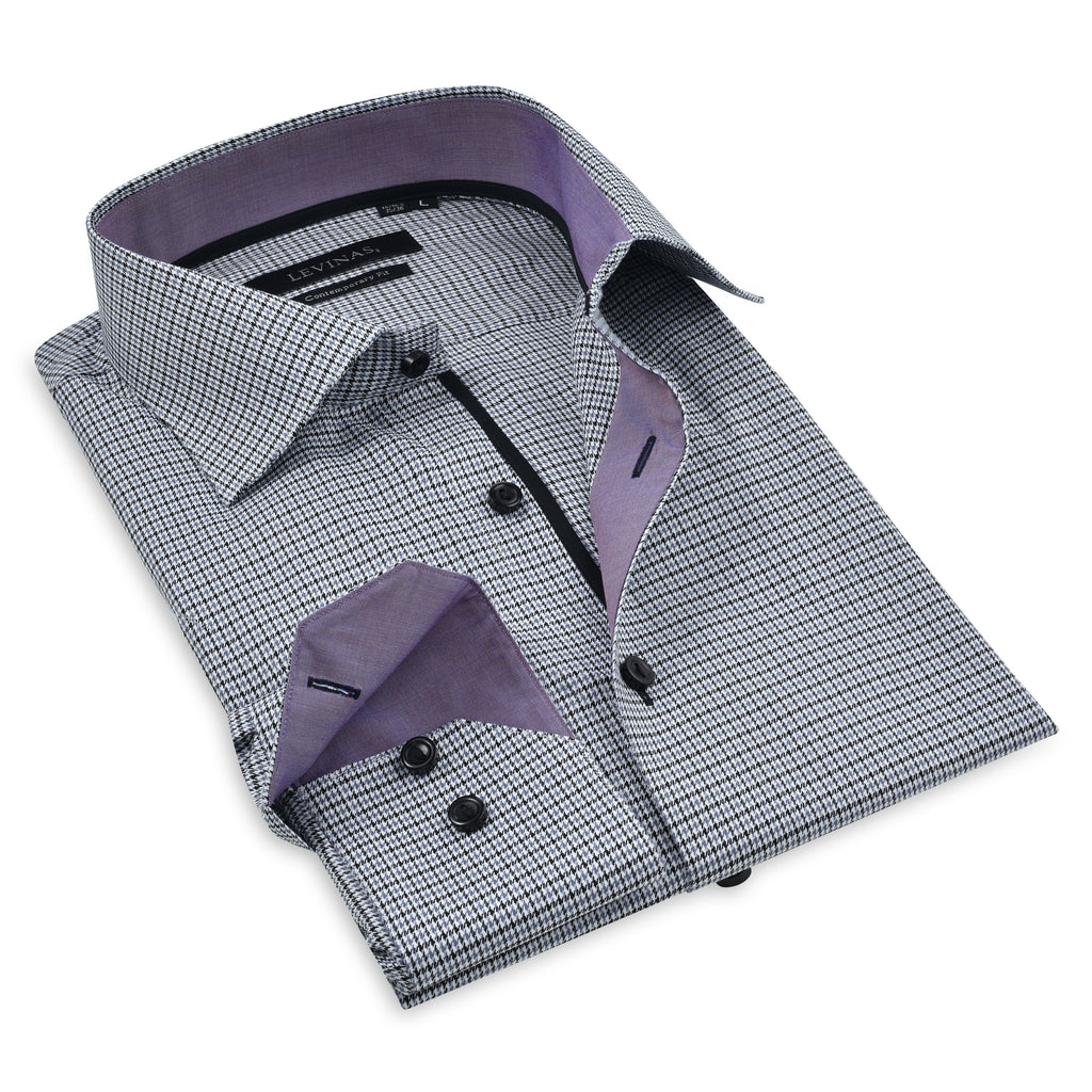 Button-Up Shirt //  - Contemporary Fit - contrast  trimming - final sale LEVINAS® Official