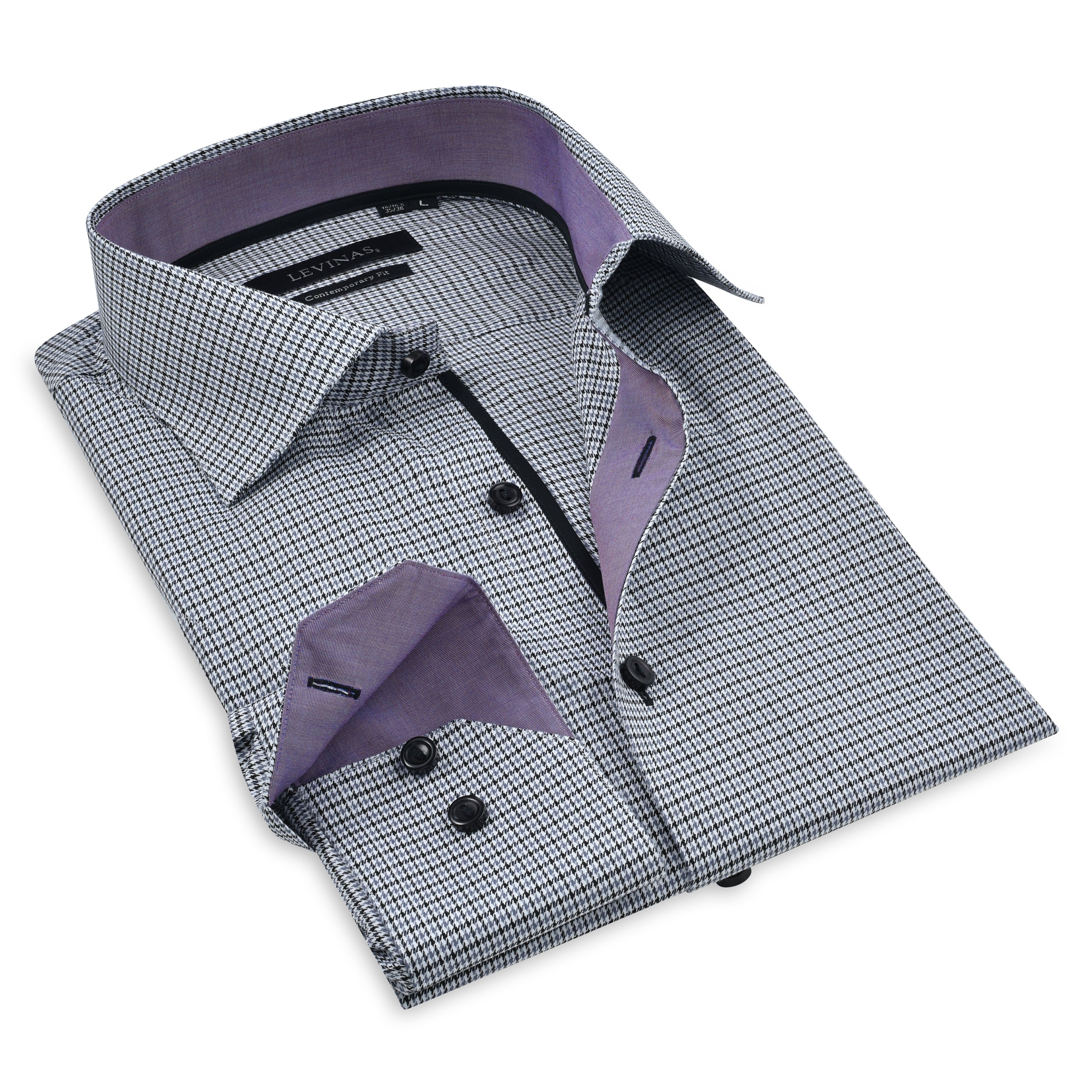 Button-Up Shirt //  - Contemporary Fit - contrast  trimming - final sale LEVINAS® Official