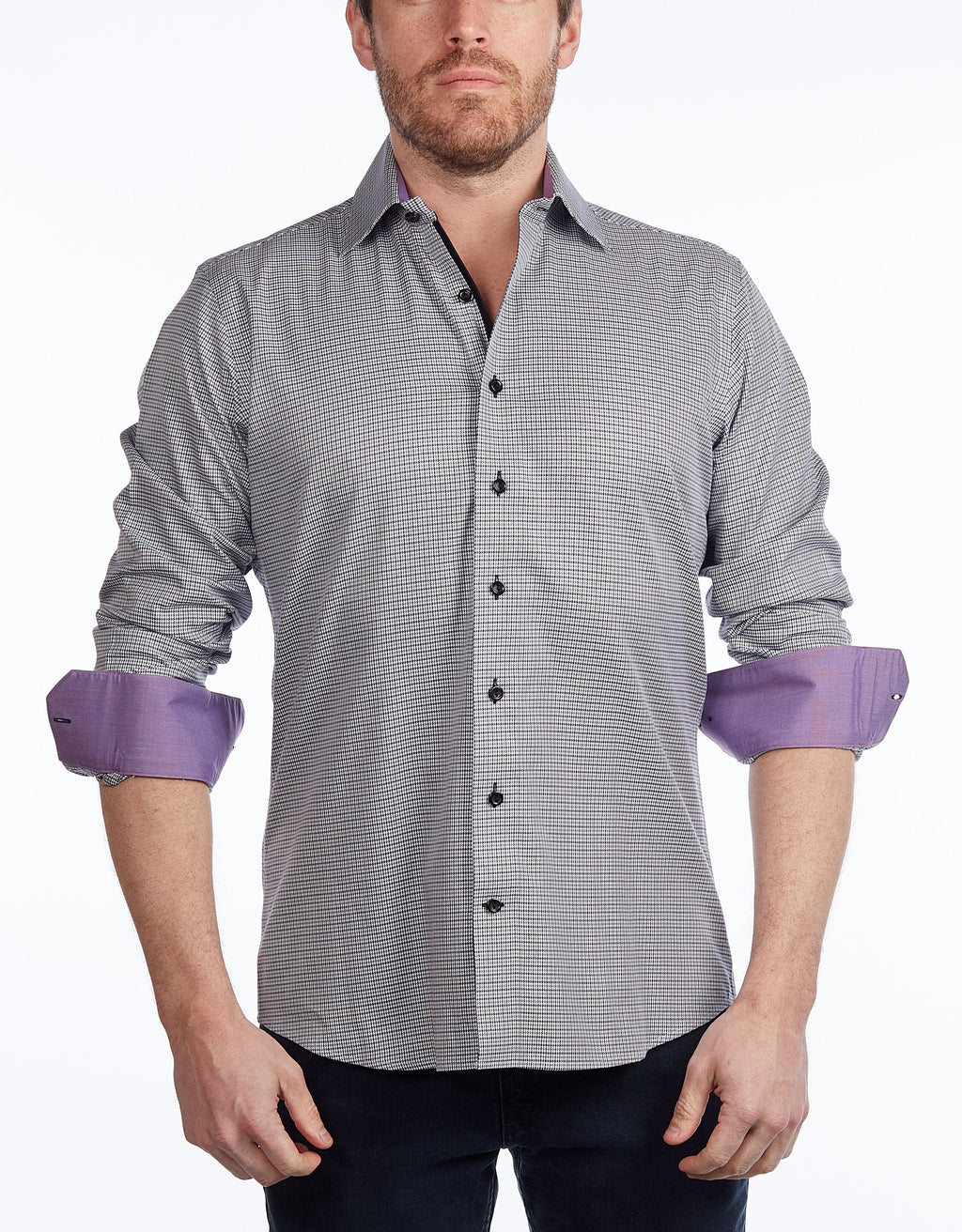 Button-Up Shirt //  - Contemporary Fit - contrast  trimming - final sale LEVINAS® Official