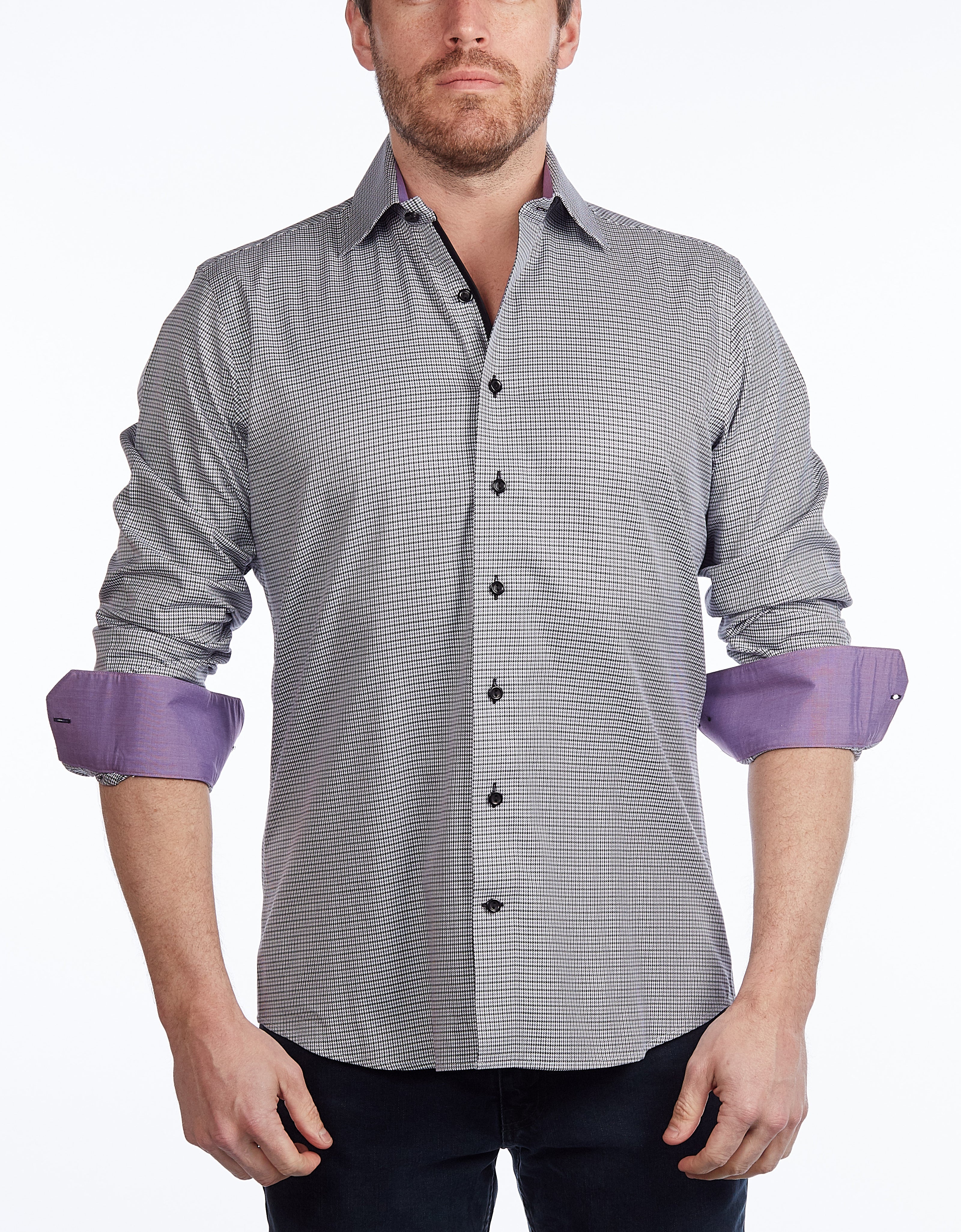 Button-Up Shirt //  - Contemporary Fit - contrast  trimming - final sale LEVINAS® Official