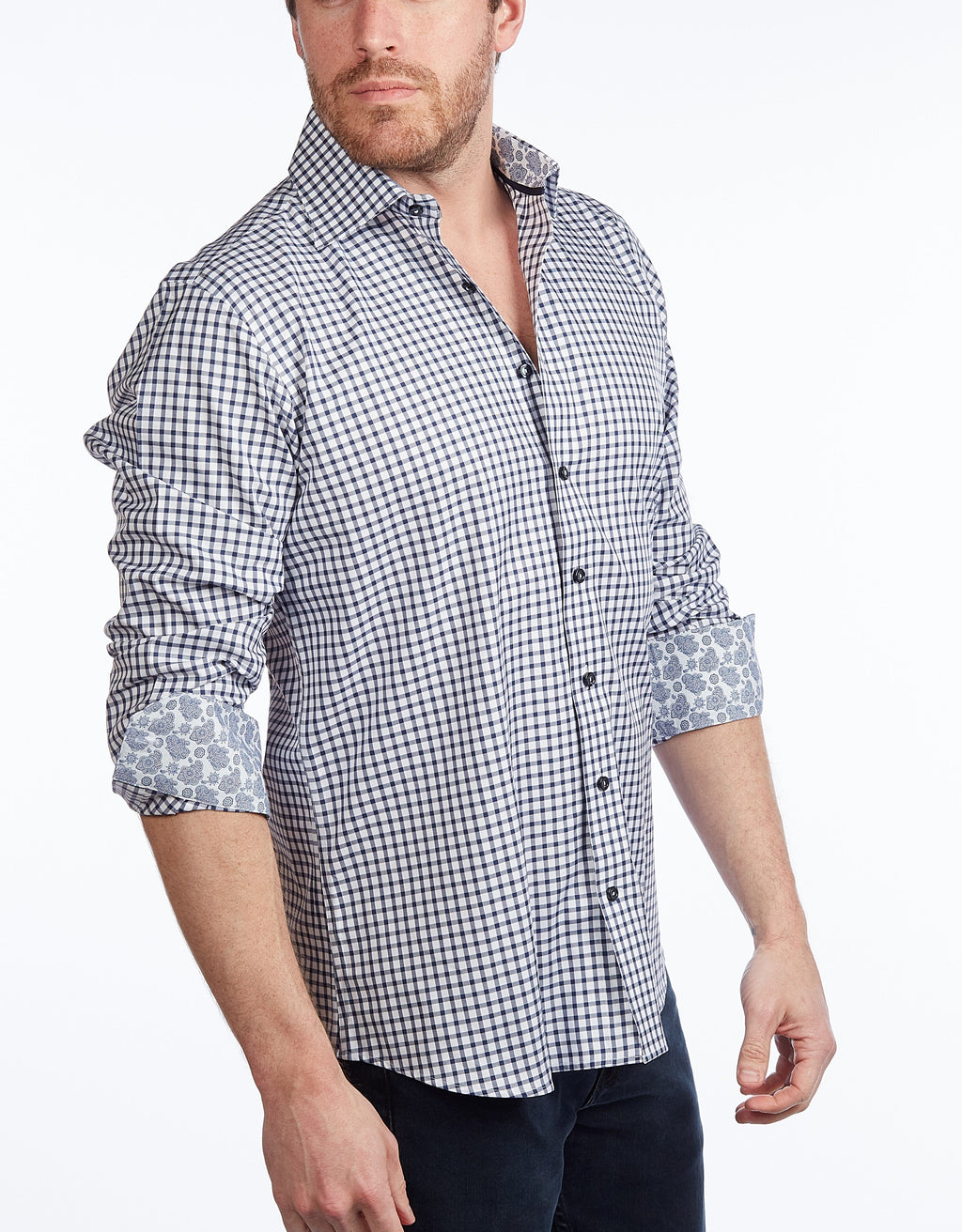 Button-Up Shirt //  - Contemporary Fit - contrast  trimming - final sale LEVINAS® Official