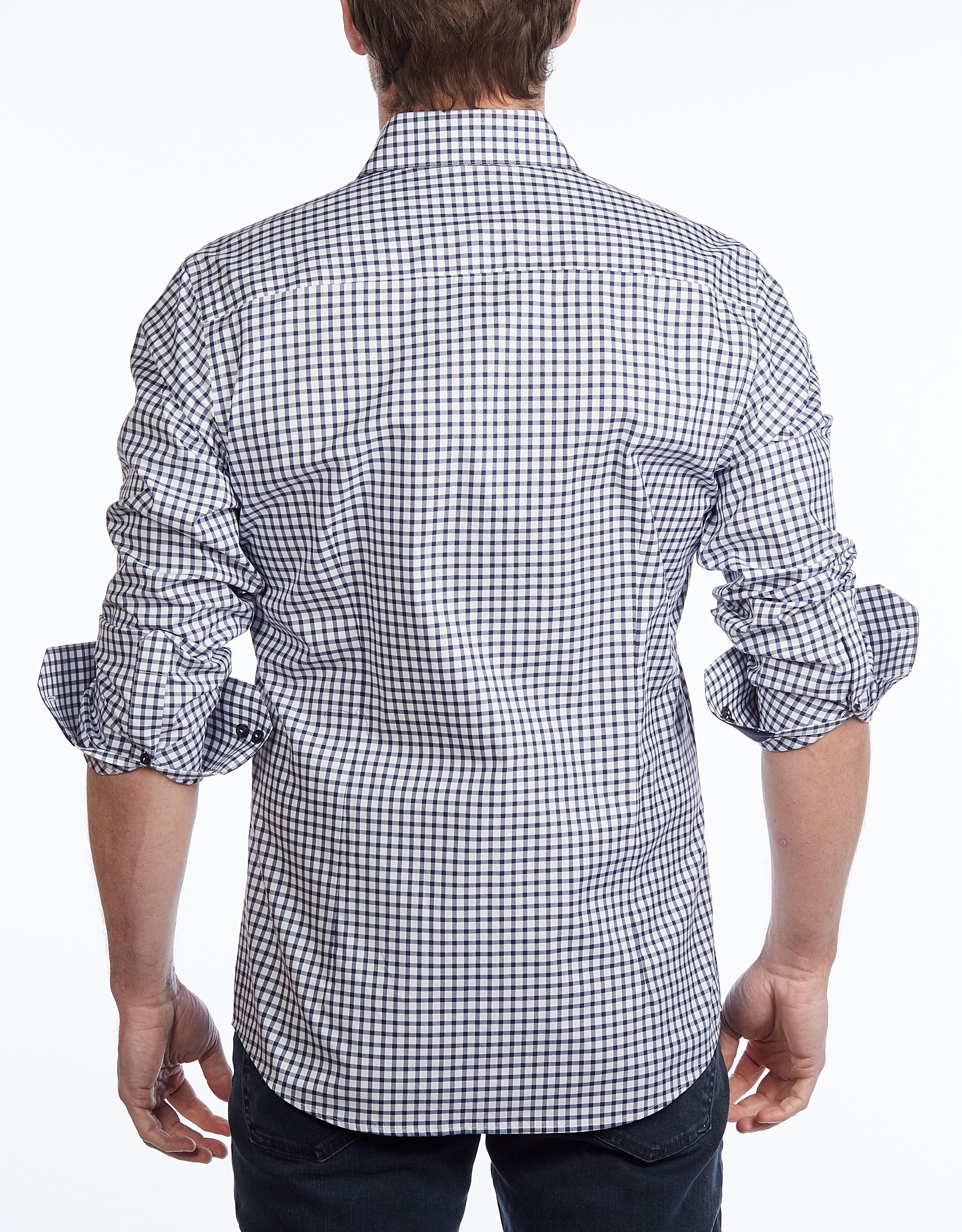 Button-Up Shirt //  - Contemporary Fit - contrast  trimming- final sale LEVINAS® Official