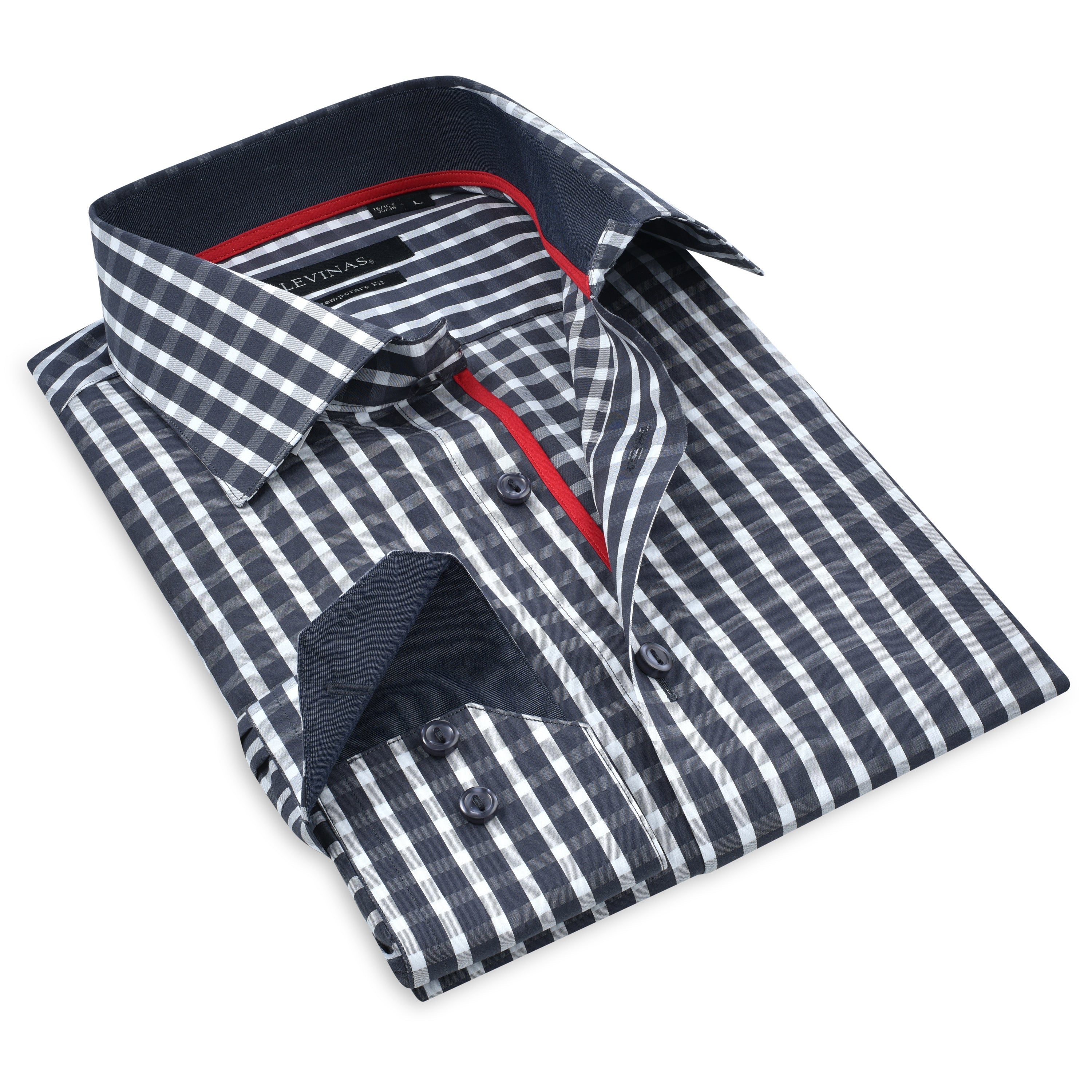 Button-Up Shirt I Charcoal -  Contemporary Fit - Contrast trimming LEVINAS® Official