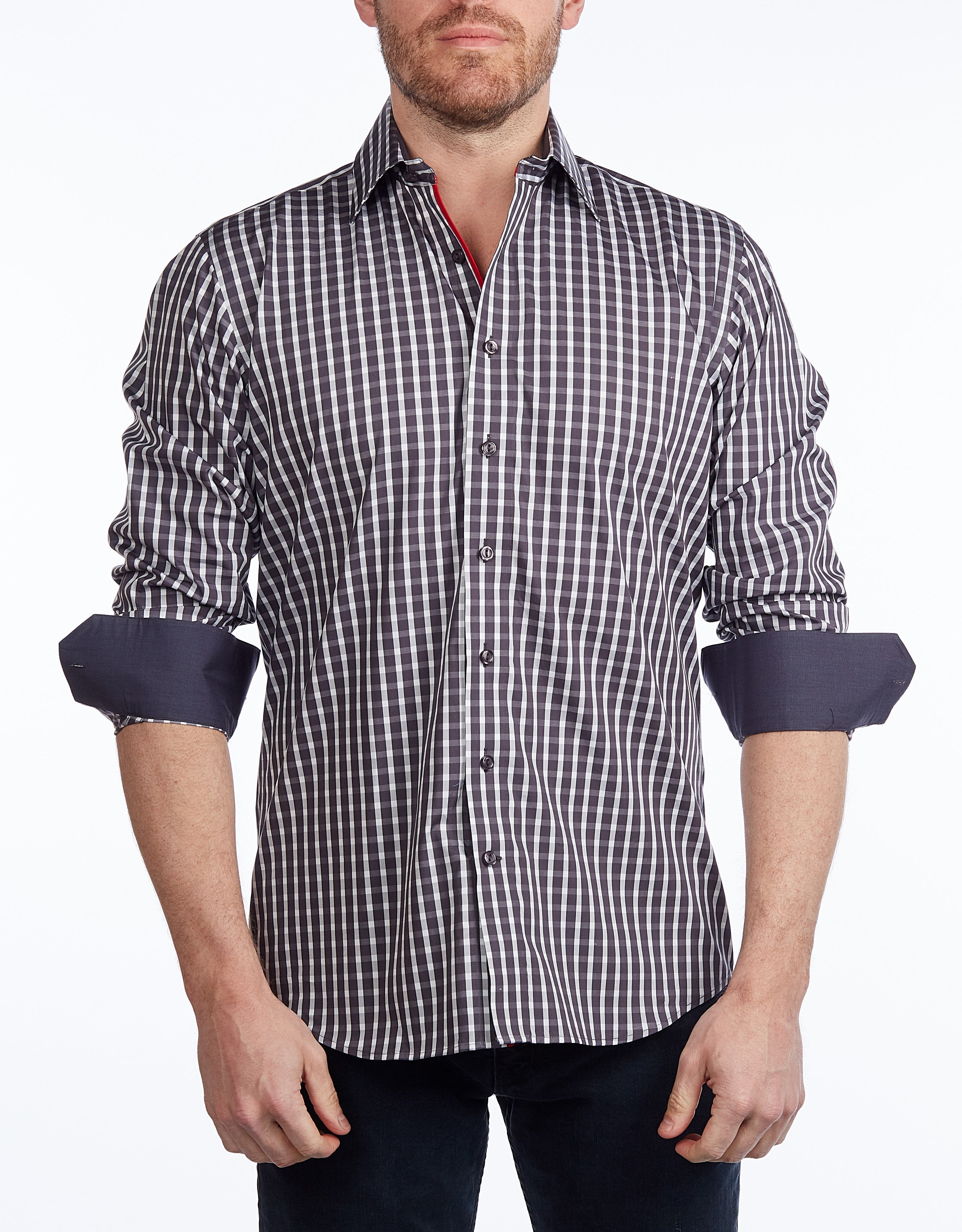 Button-Up Shirt I Charcoal -  Contemporary Fit - Contrast trimming LEVINAS® Official