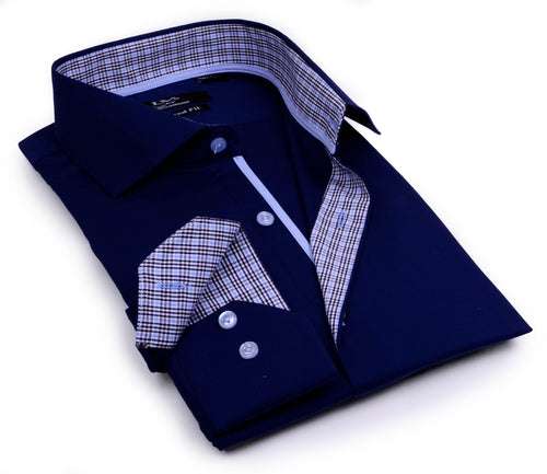 Button-Up Shirt //  - Tailored Fit - contrast  trimming - final sale LEVINAS® Official