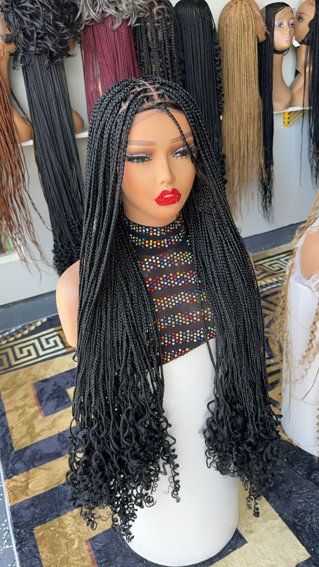 30 inches curly tips knotless braided wig HOL stores