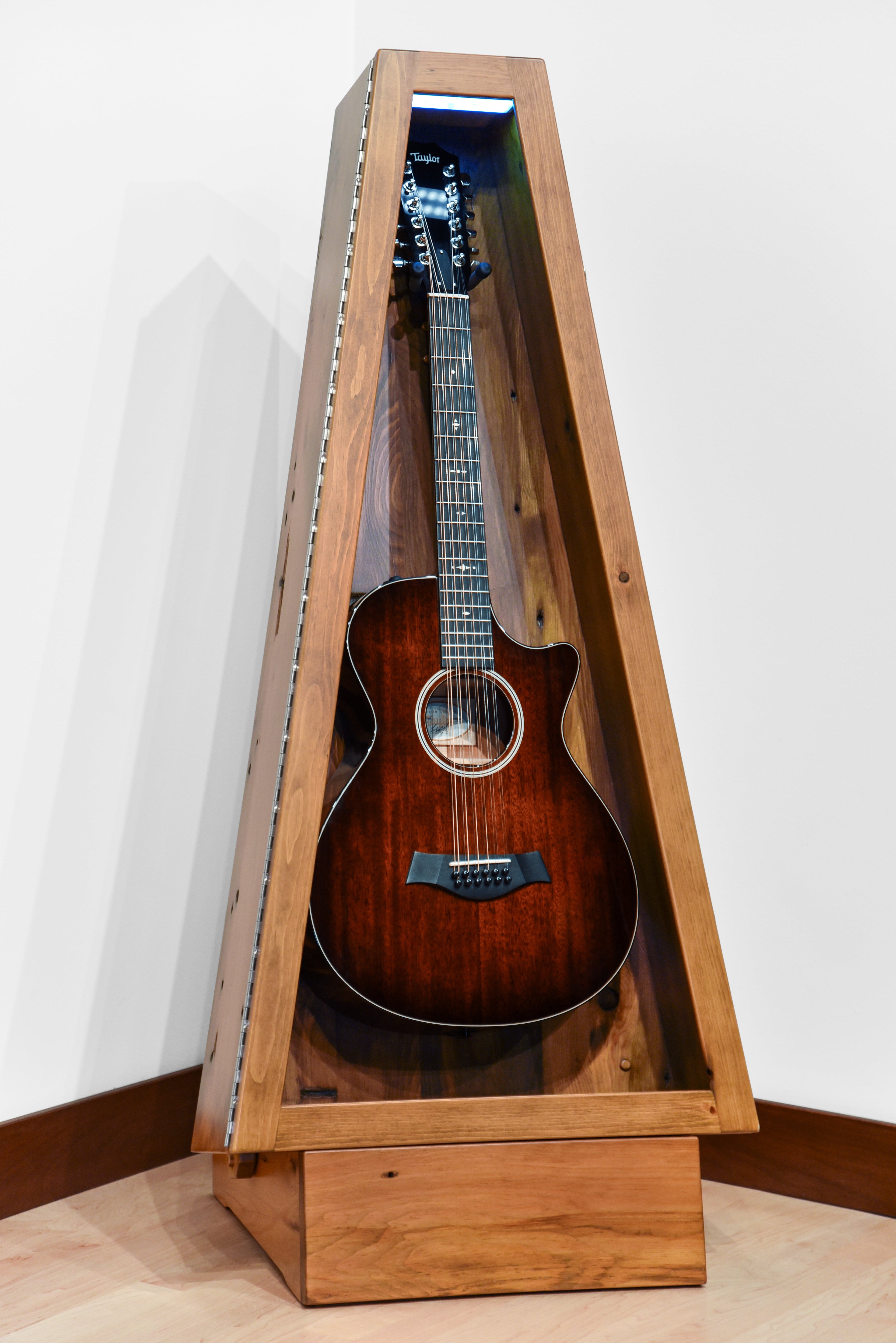 ClimaStand Triangle Humidor with Base - 300 Year Old Reclaimed Wood with Sealy Stain Acoustic Remedy Cases