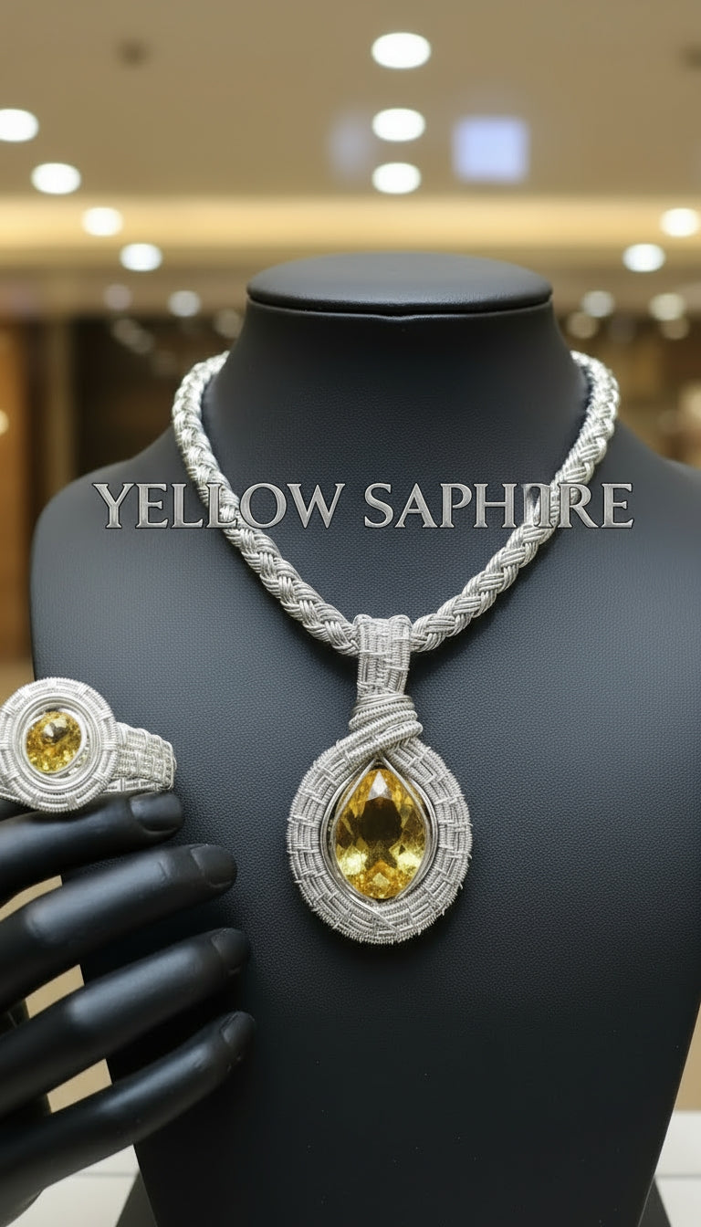 Sterling Silver Yellow Sapphire Set The Vibez Shop