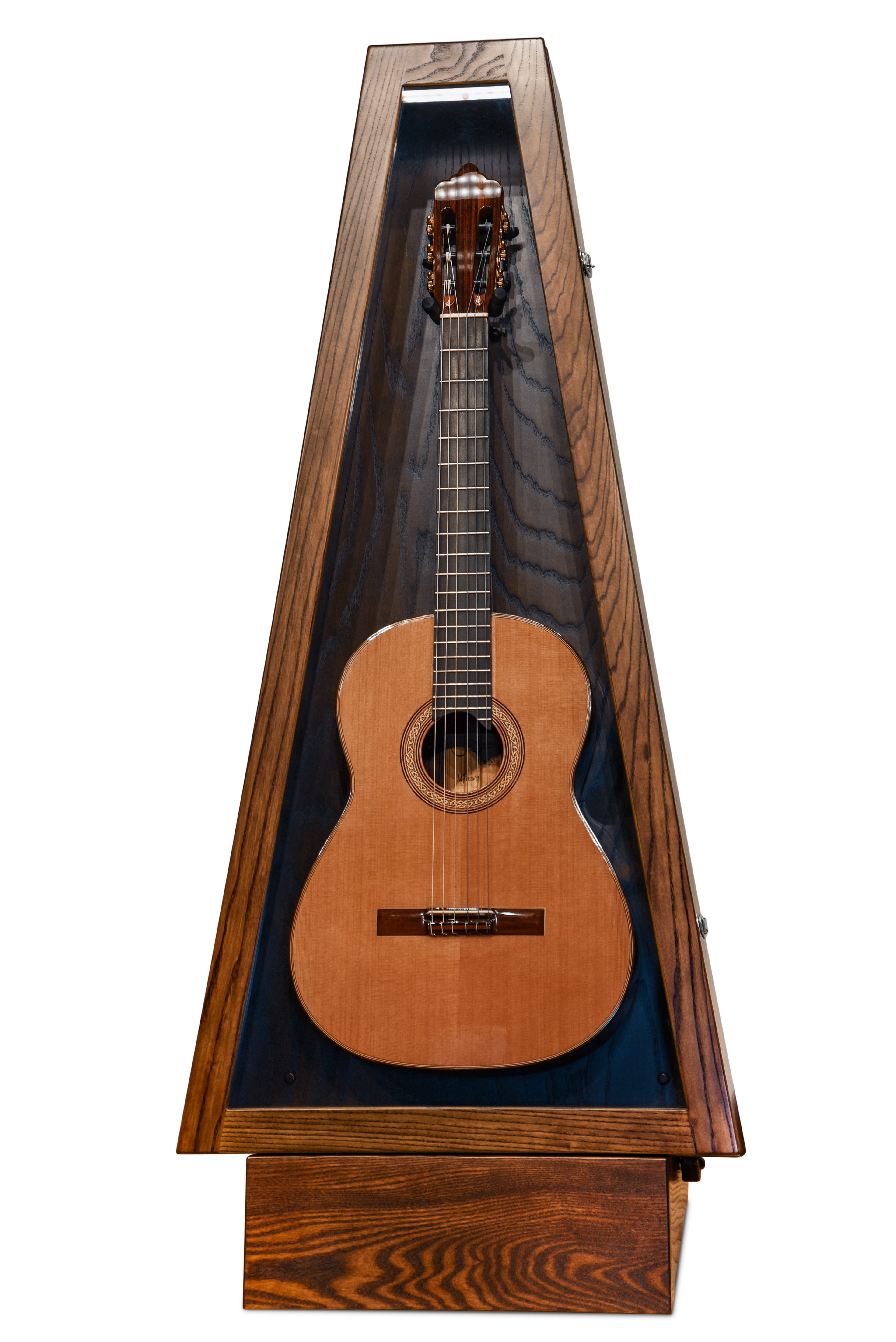 ClimaStand Triangle Humidor with Base - Northern White Ash with Rich Tobacco Stain Acoustic Remedy Cases