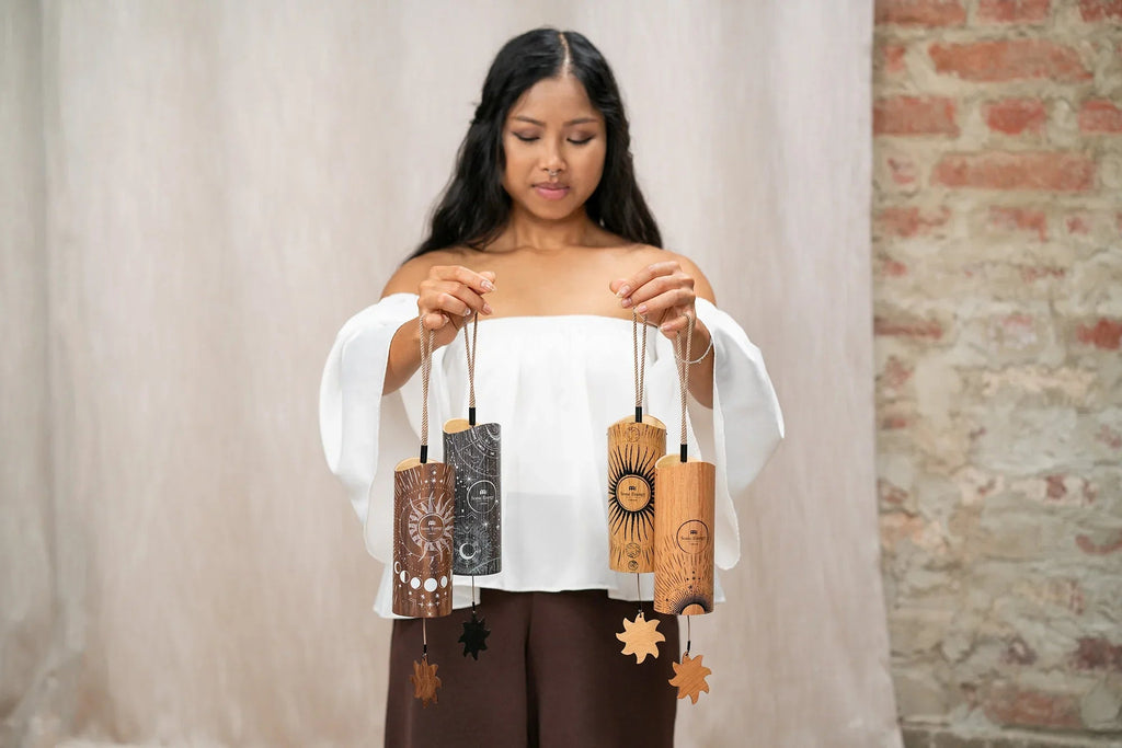 4-Piece Cosmic Bamboo Chime Set with Carrying Bag Utah Energy Healing Center