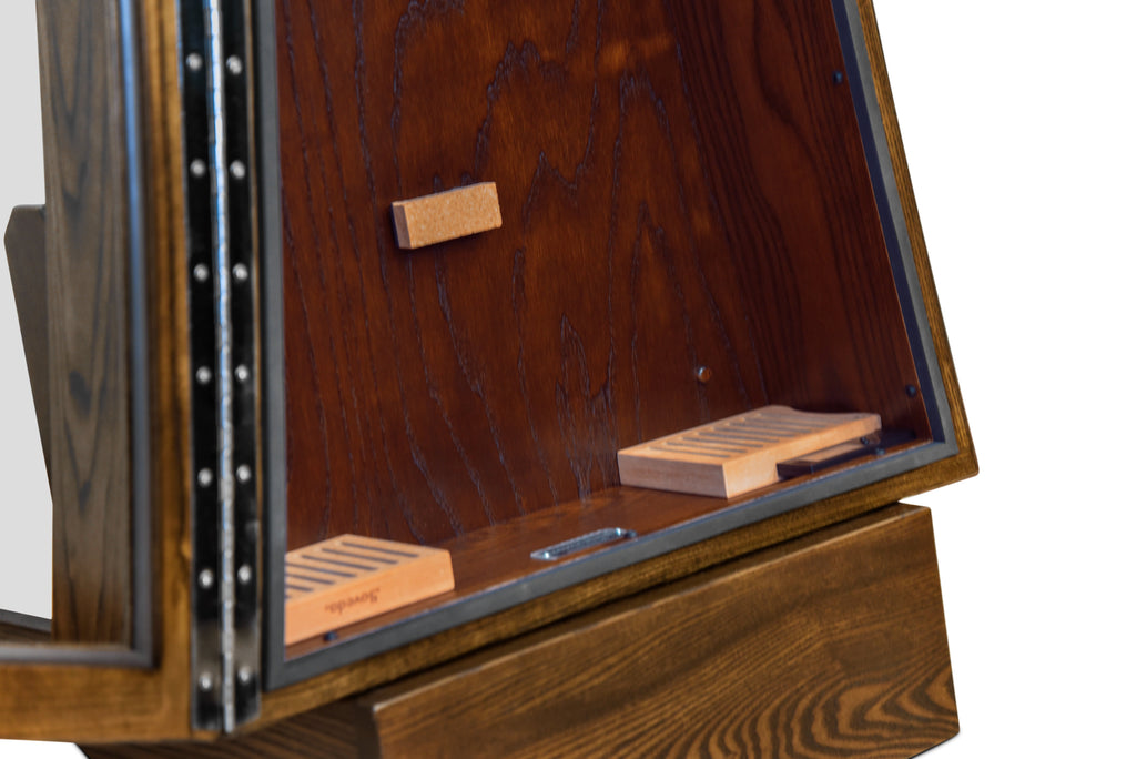 ClimaStand Triangle Humidor with Base - Northern White Ash with Rich Tobacco Stain Acoustic Remedy Cases