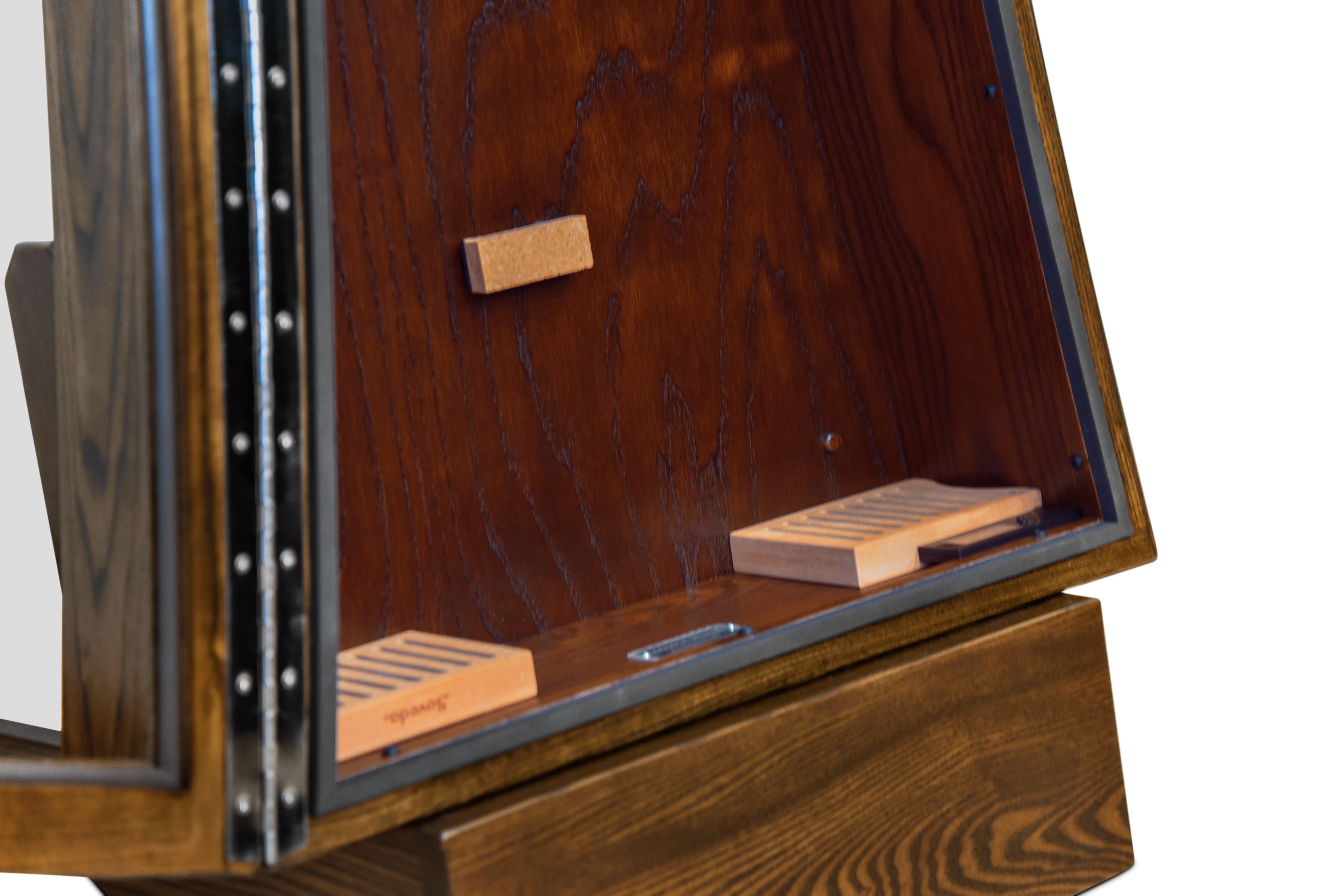 ClimaStand Triangle Humidor with Base - Northern White Ash with Rich Tobacco Stain Acoustic Remedy Cases