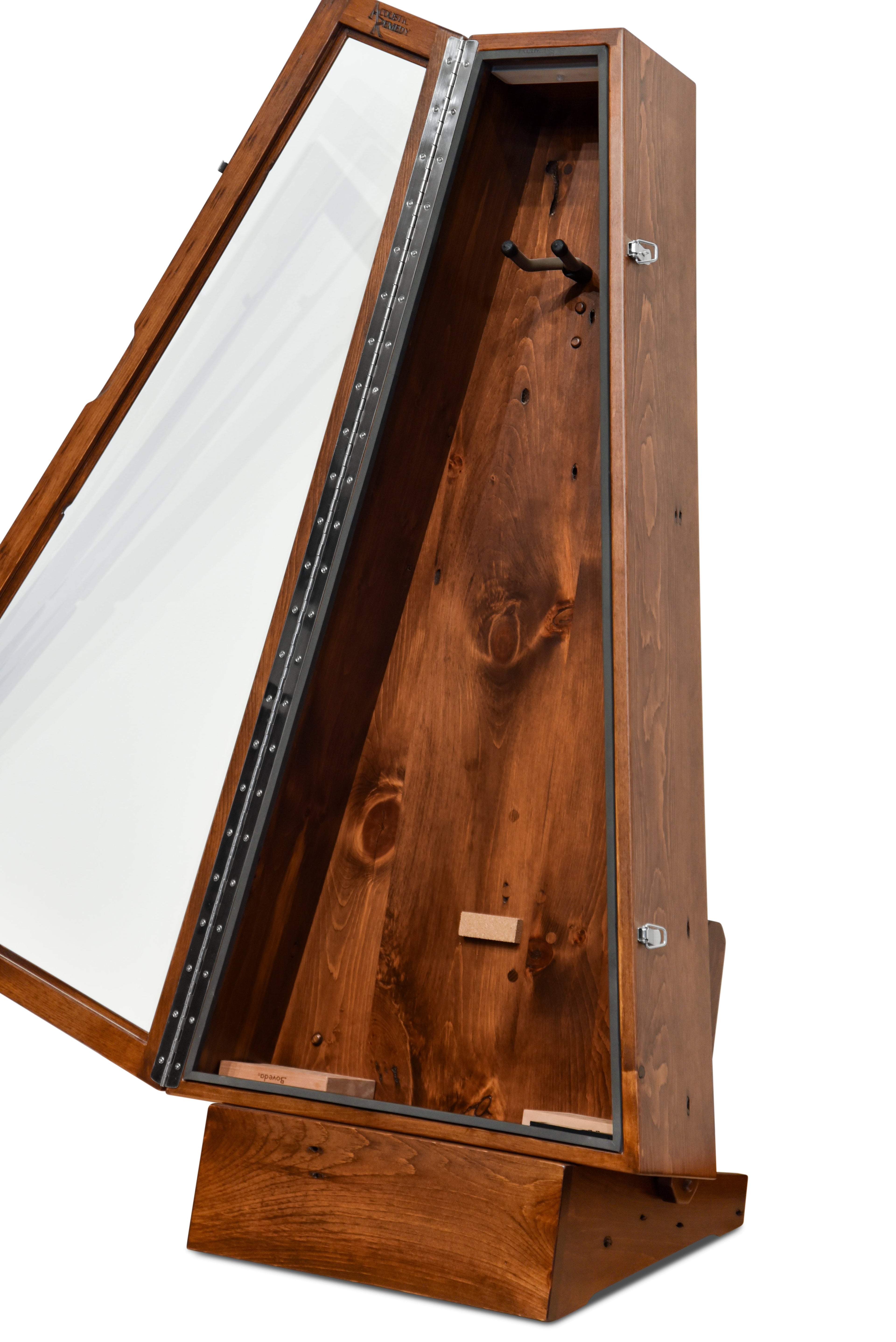 ClimaStand Triangle Humidor with Base - 300 Year Old Reclaimed Wood with Boston Stain Acoustic Remedy Cases