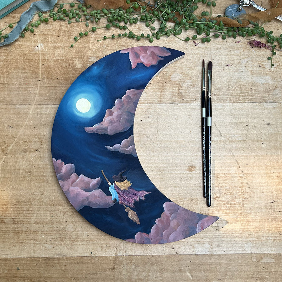 Trekell Crescent Moon Panel - Wooden Painting Halloween Canvas Trekell Art Supplies