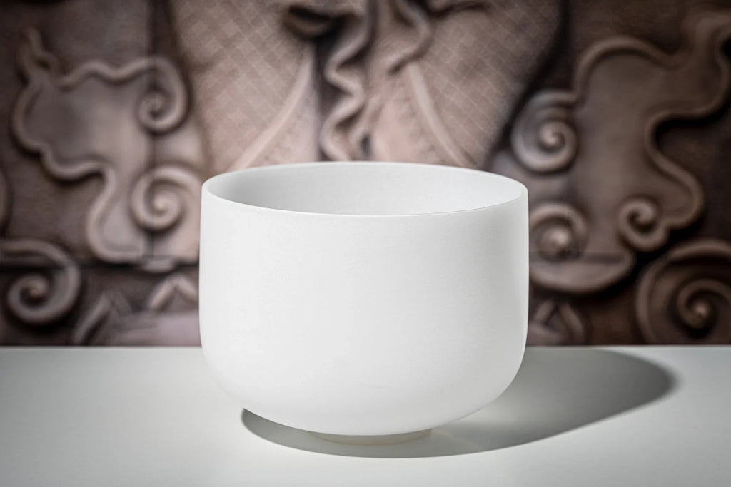 10" White-Frosted Crystal Singing Bowl, Note D4, Sacral Chakra Utah Energy Healing Center