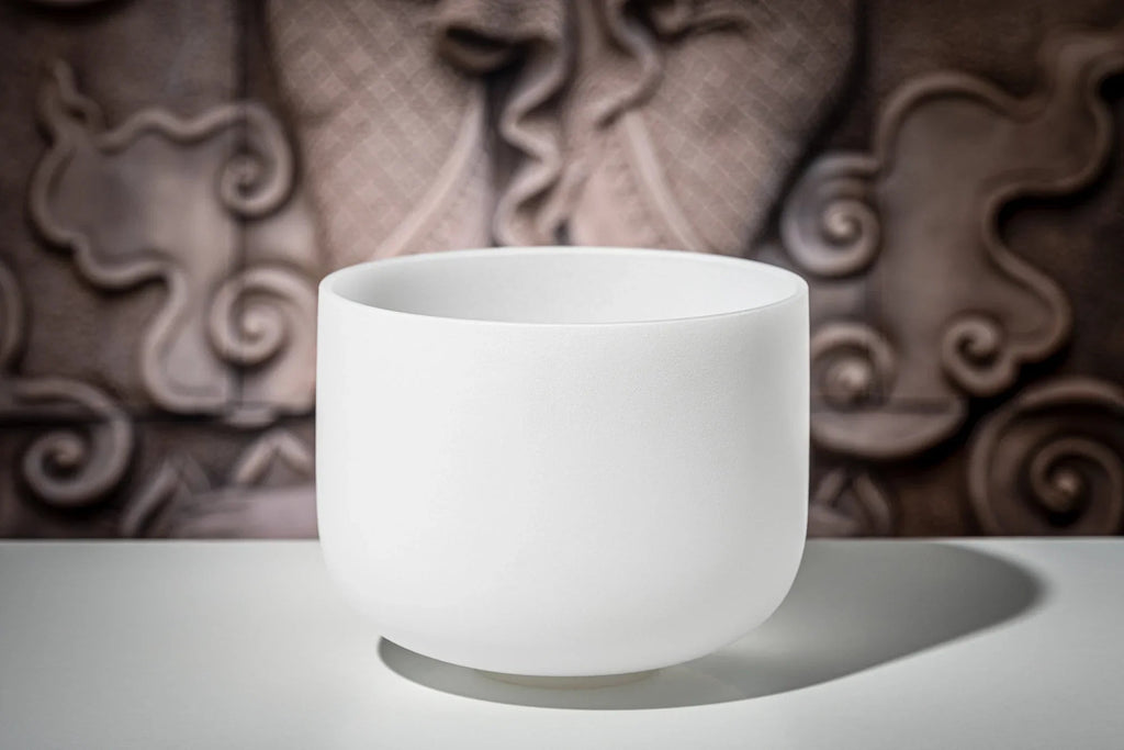 10" White-Frosted Crystal Singing Bowl, Note G4, Throat Chakra Utah Energy Healing Center